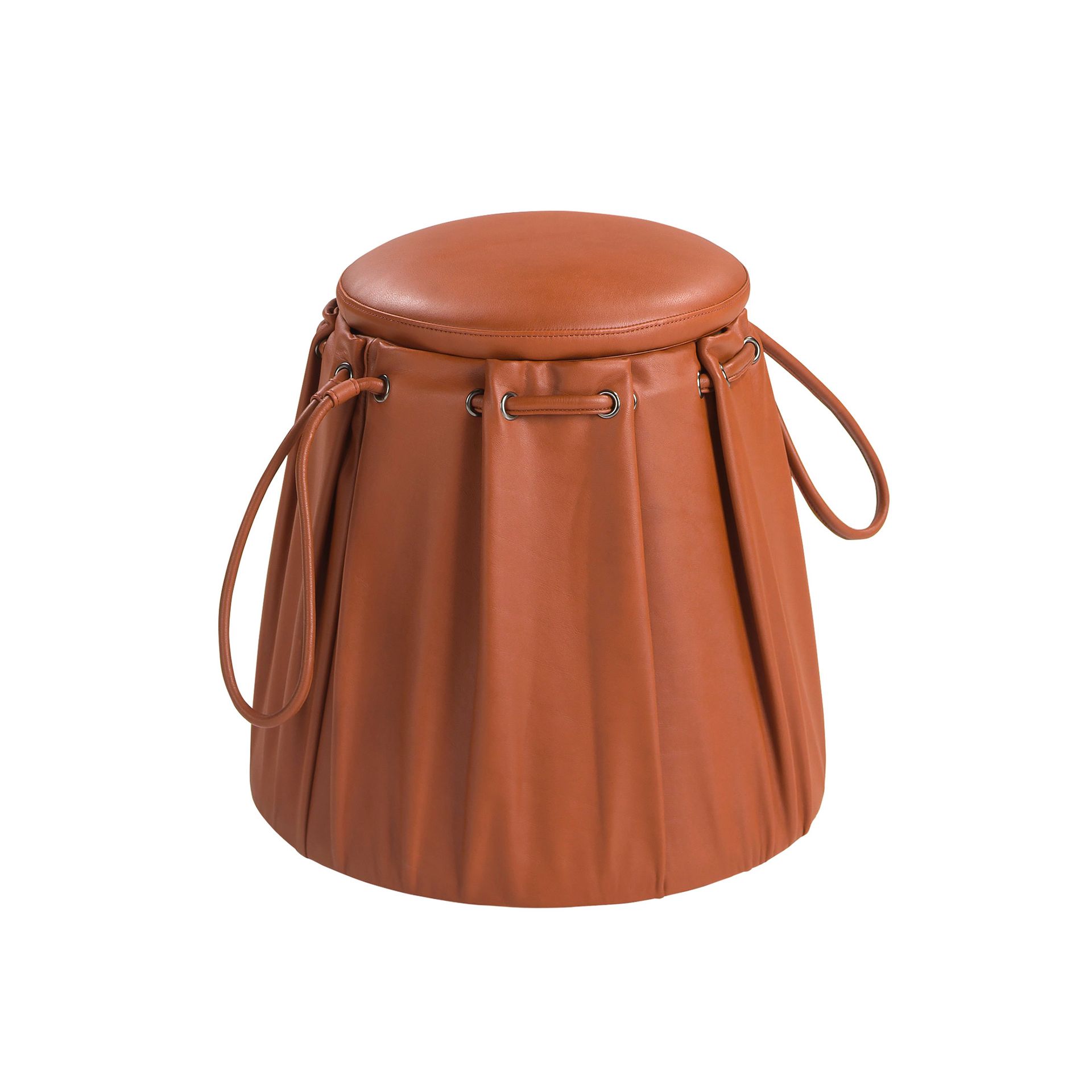 Caldera orange leather pouffe