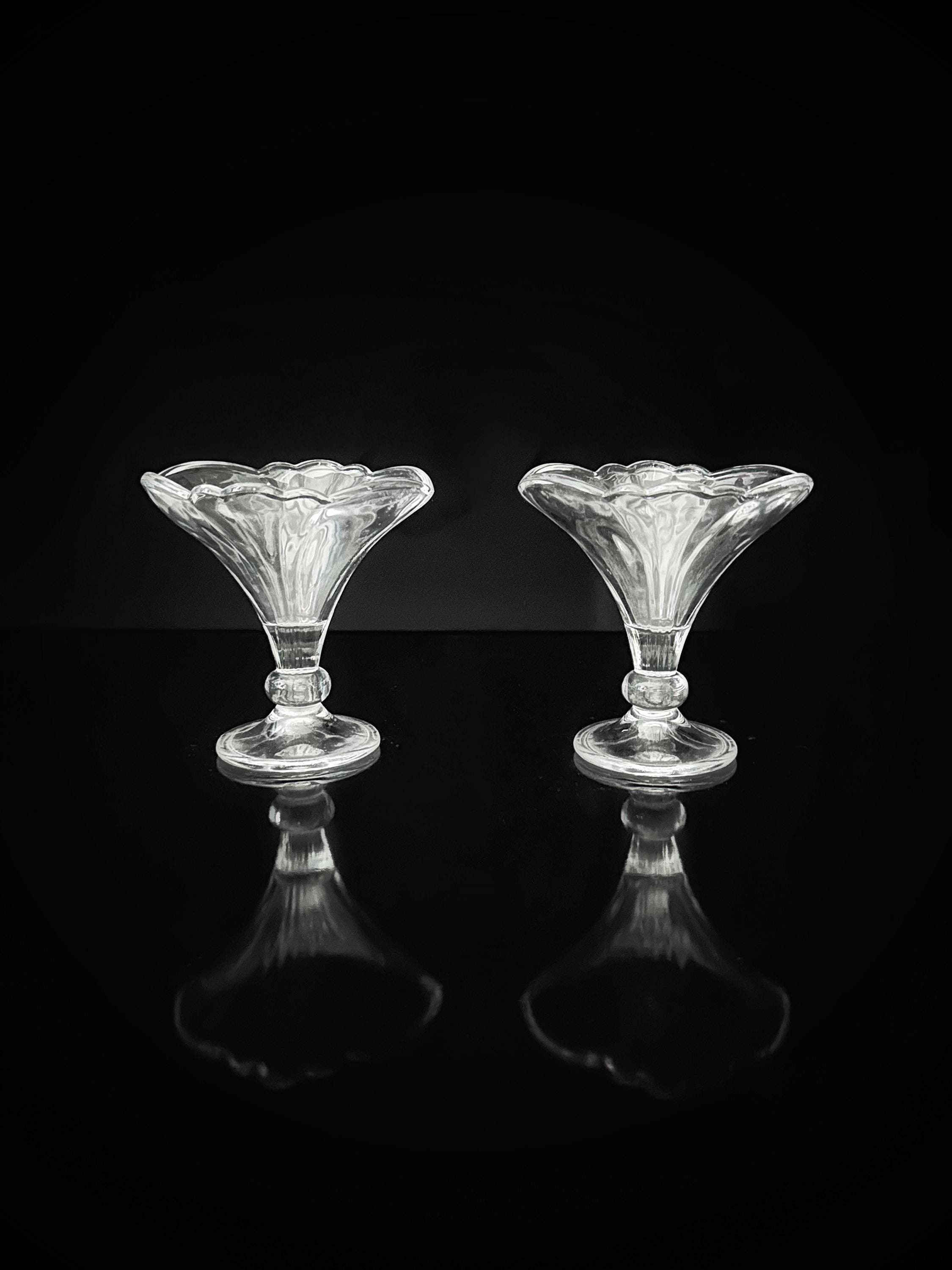 4x Vintage Eisbecher Glas Frankreich 80er