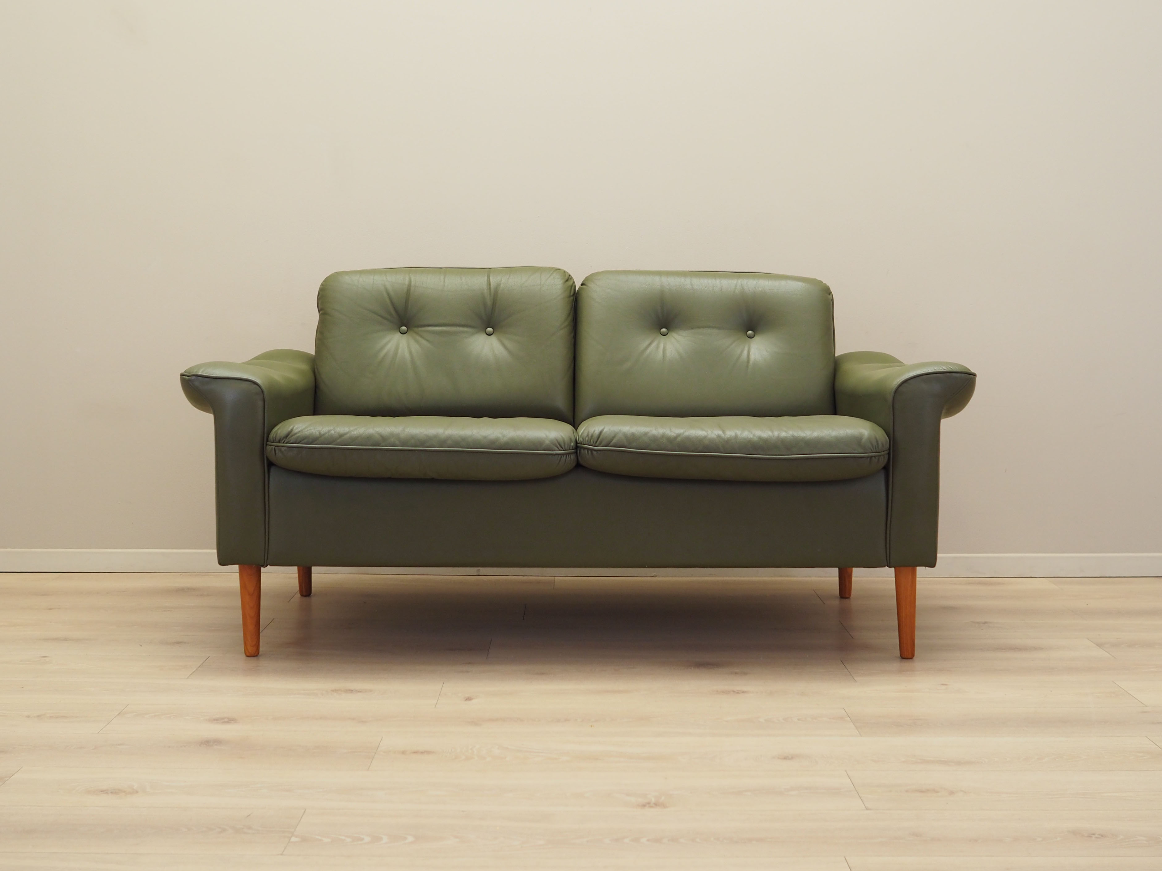 Sofa Leder Grün 1970er Jahre