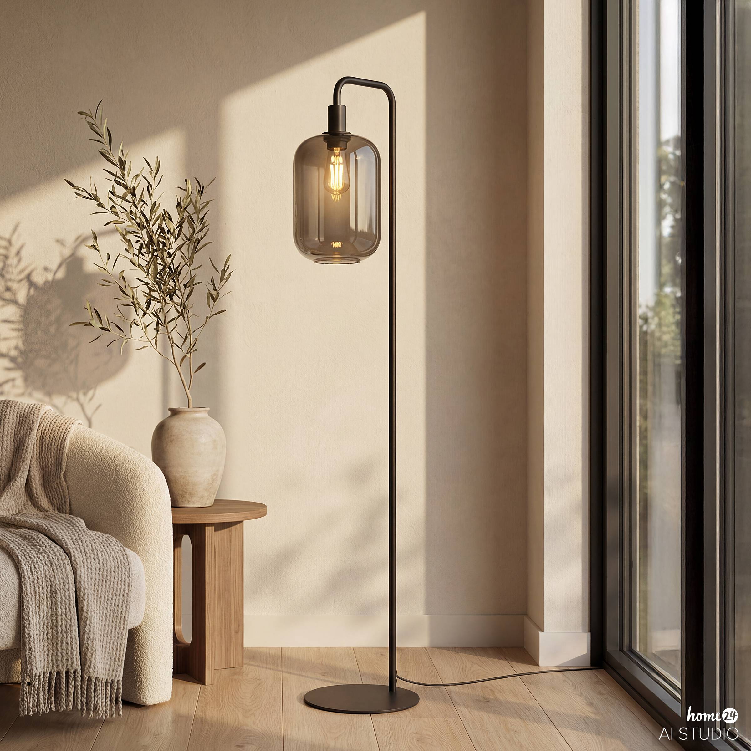 1-Flammig Typ B Mome Stehleuchte Rauchglas Eisen