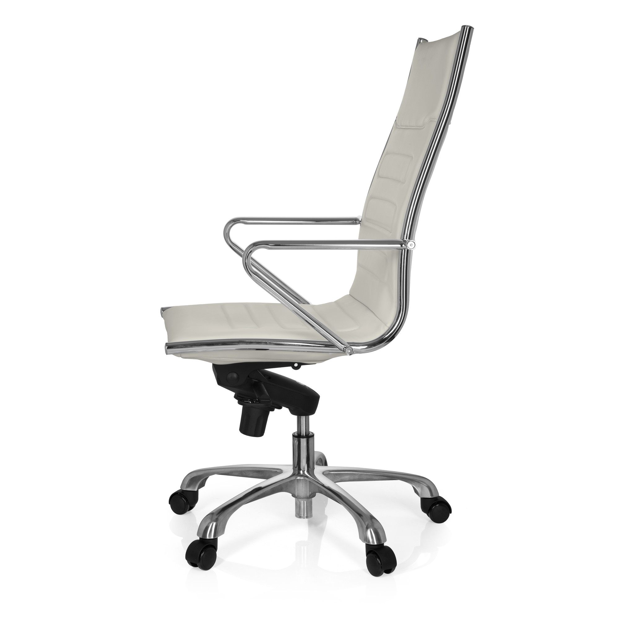 PARIBA III Swivel office chair with casters Faux leather White