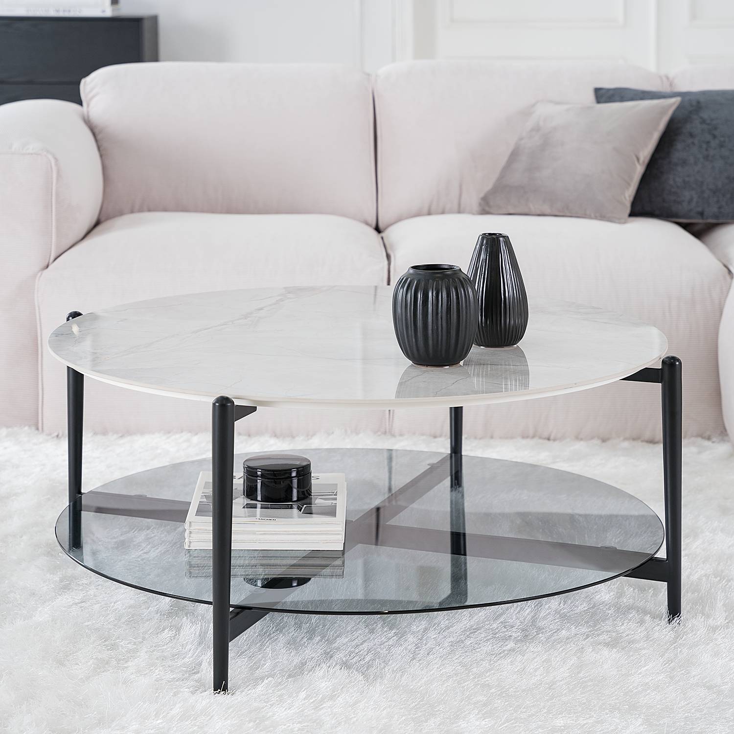 Coffee table HAYESTOWN ceramic marble white
