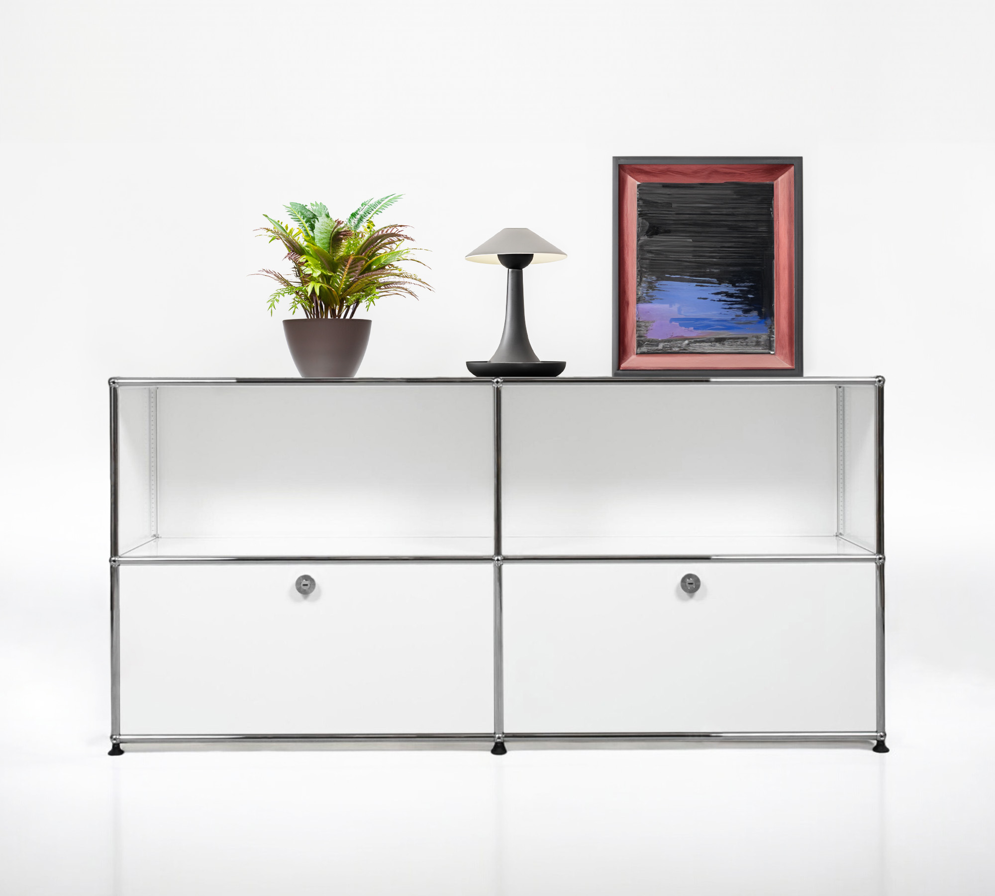 Sideboard 2x2 Mit 2 Klapptüren Reinweiss