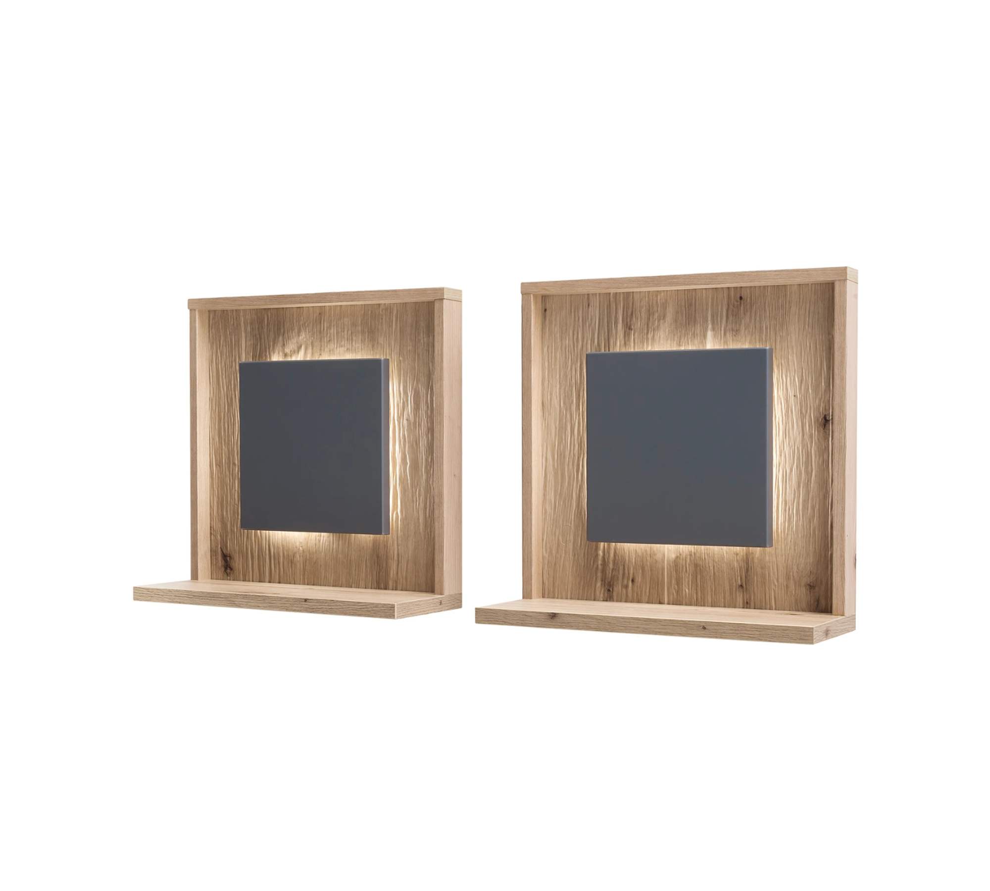 2x Wandregal Balkeneiche Dekor Matt Grau