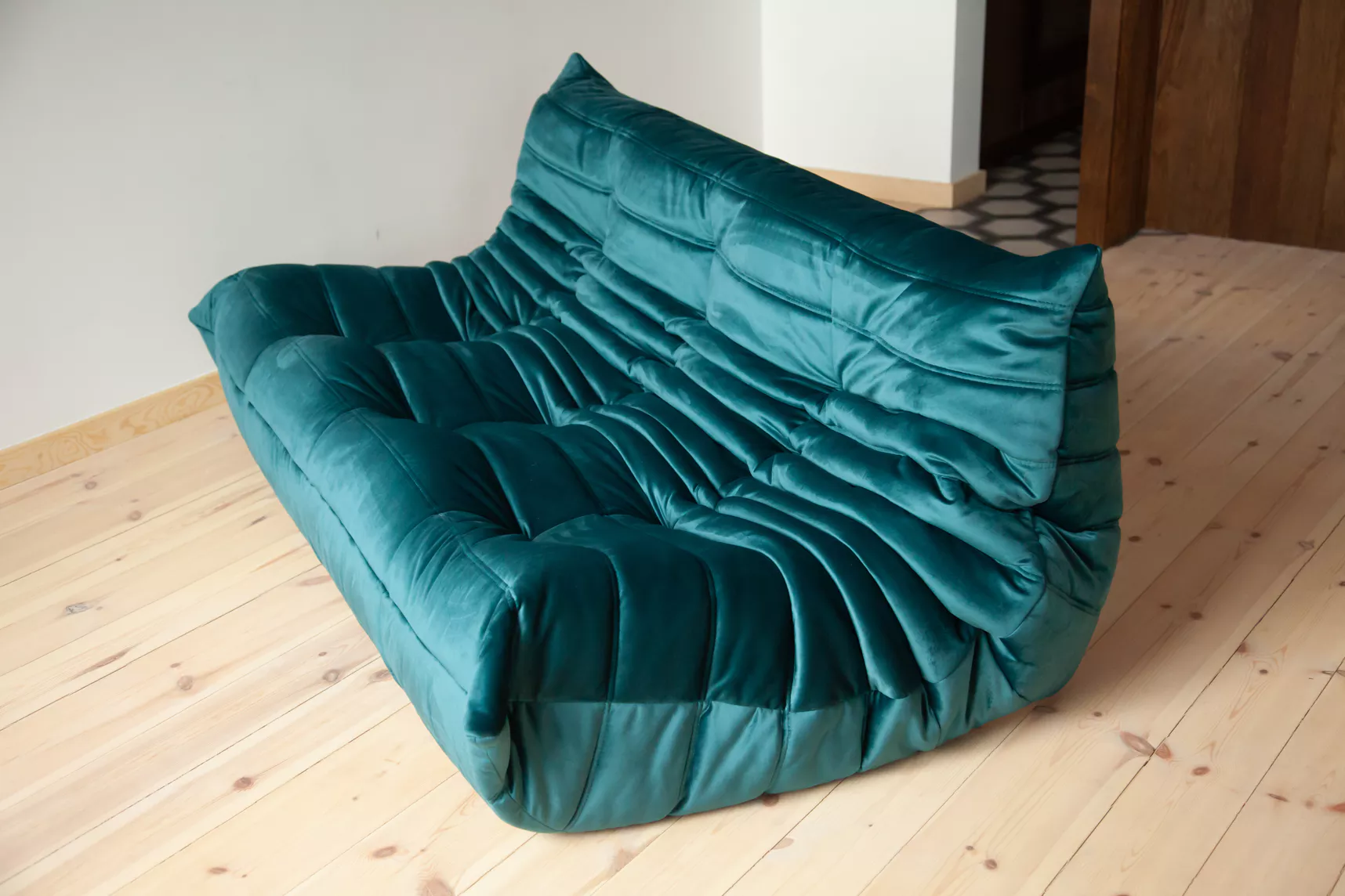 Togo Sofa 3-seater velvet petrol