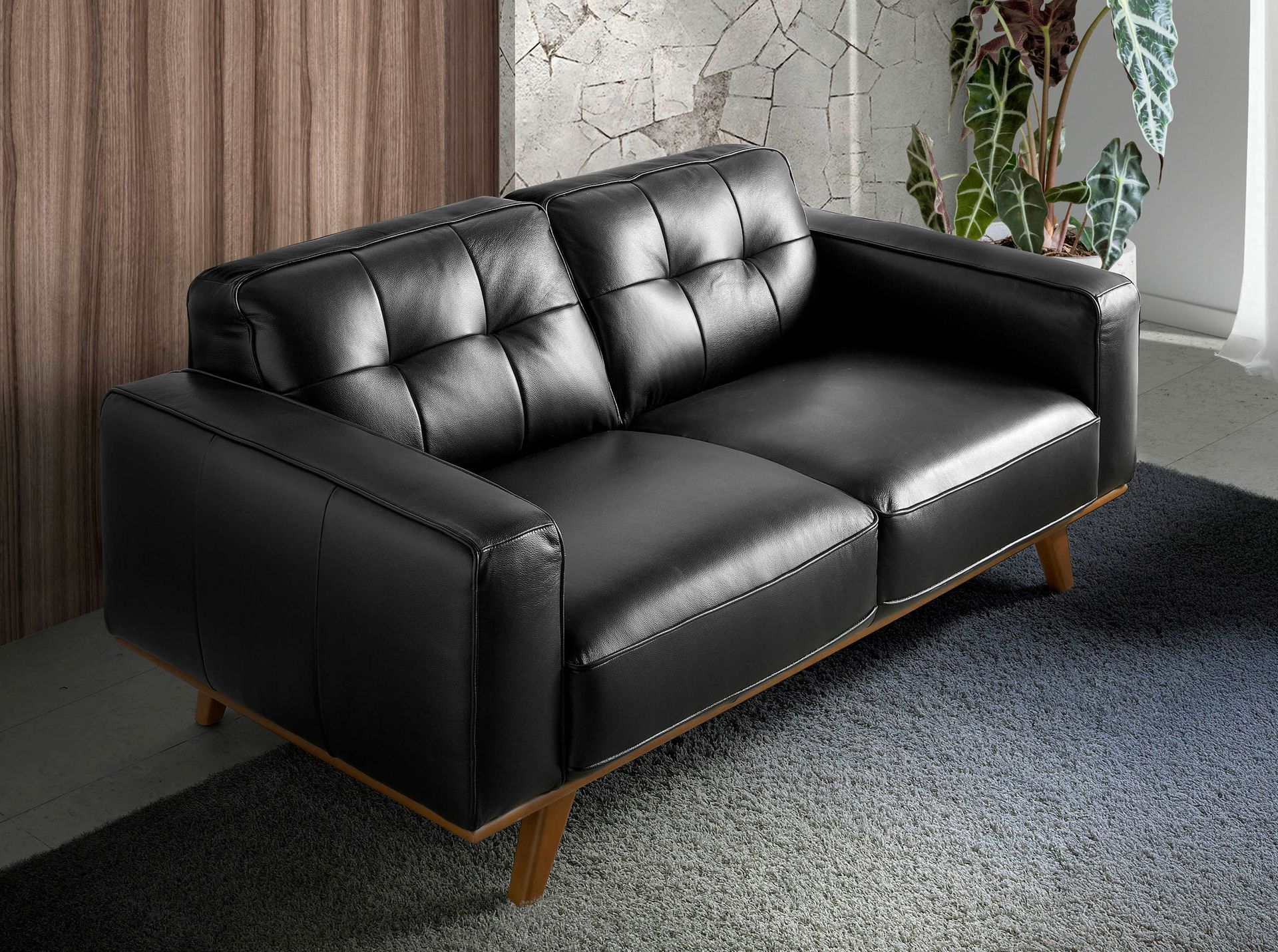 Chester Sofa 2-seater Leather Black