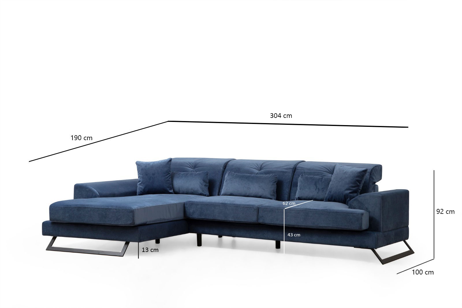 Frido Links Ecksofa Navyblau