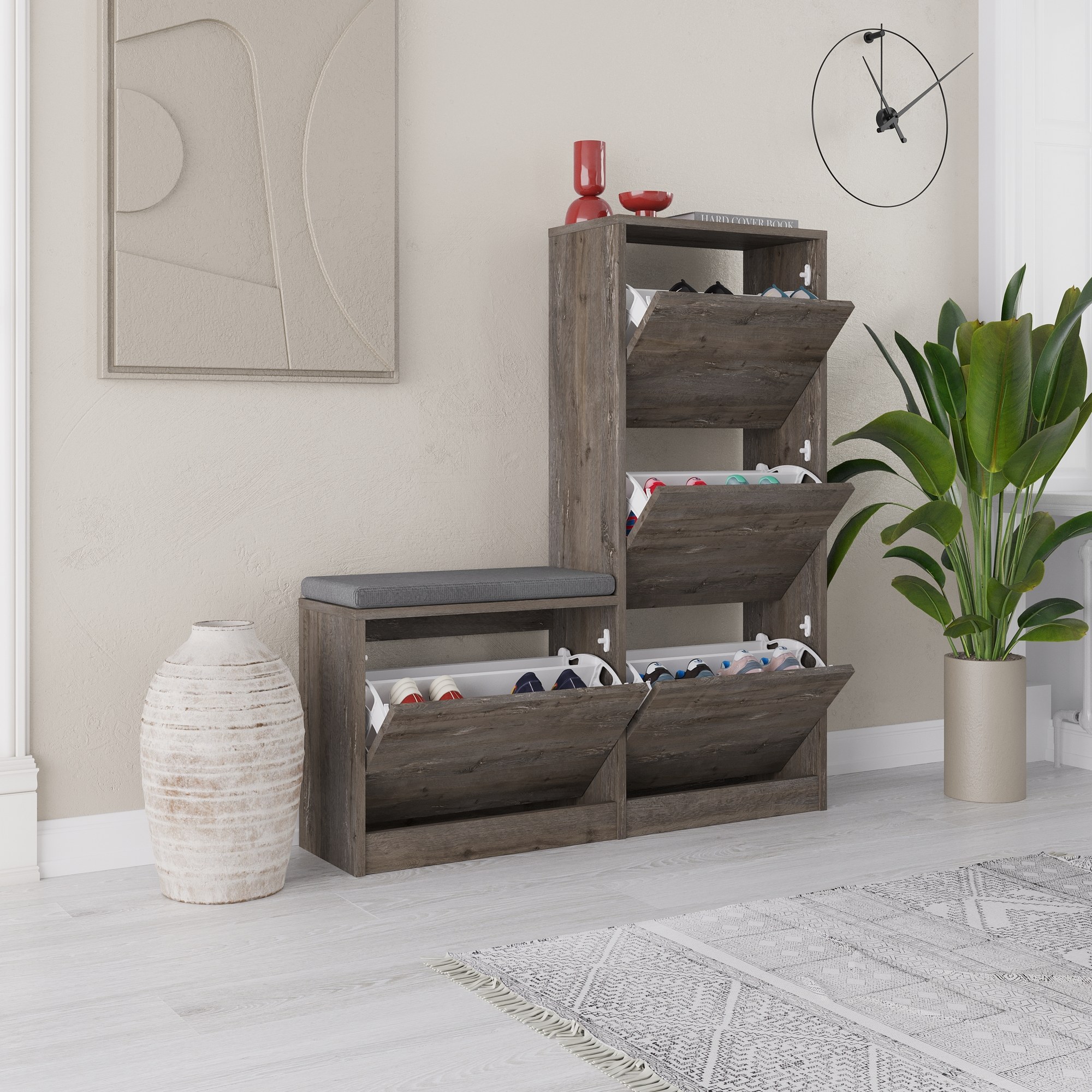 Dude Shoe cabinet Wood veneer Dark brown