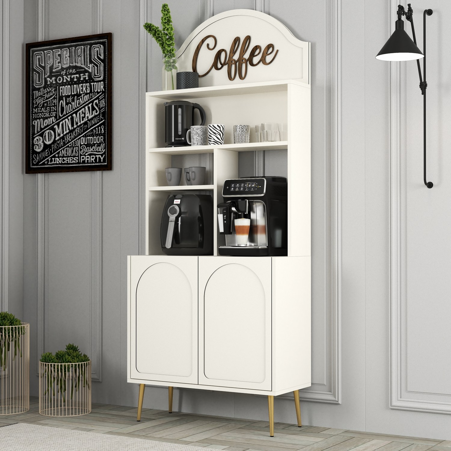 Lyon 80 Schrank Holz Creme Gold