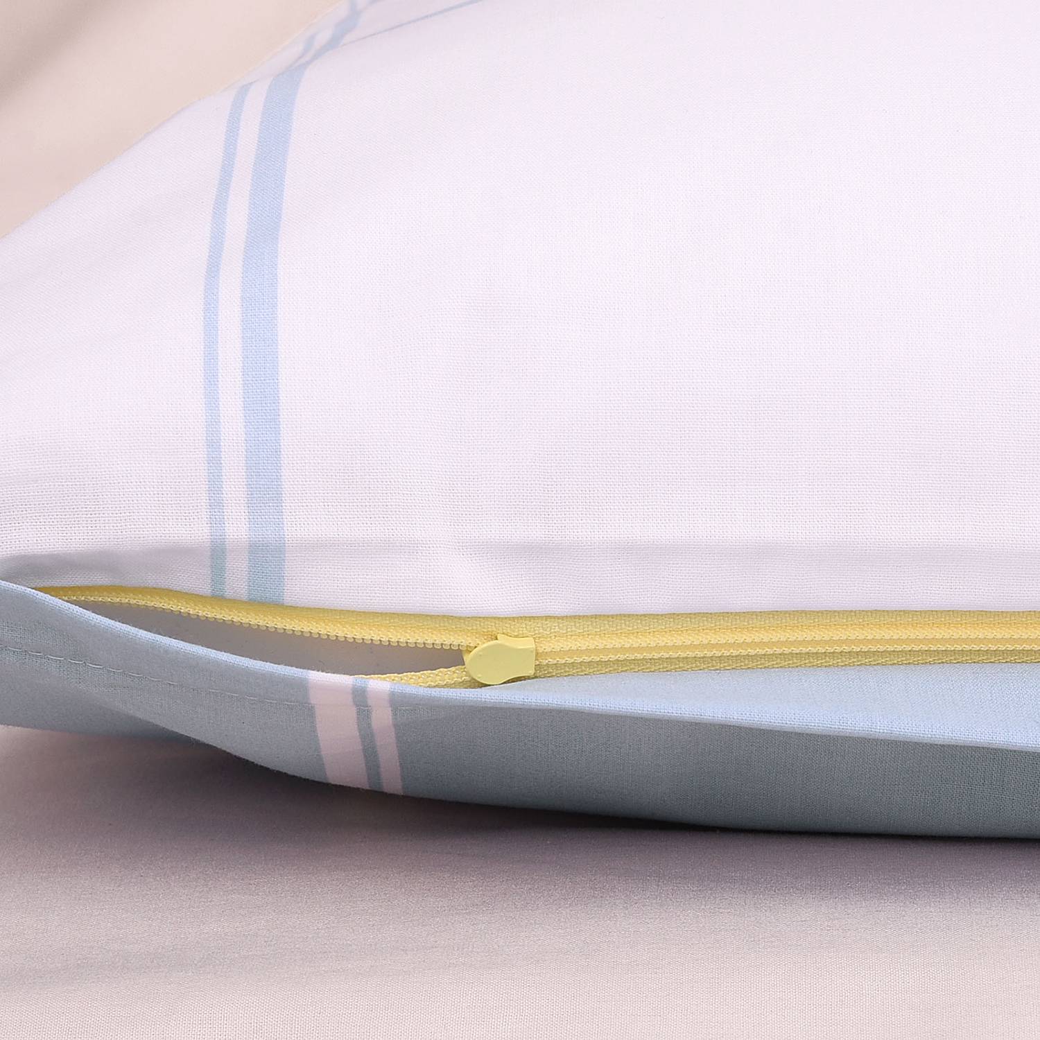 Bedding Cotton White Light Blue 155x220cm Pillow 80x80cm