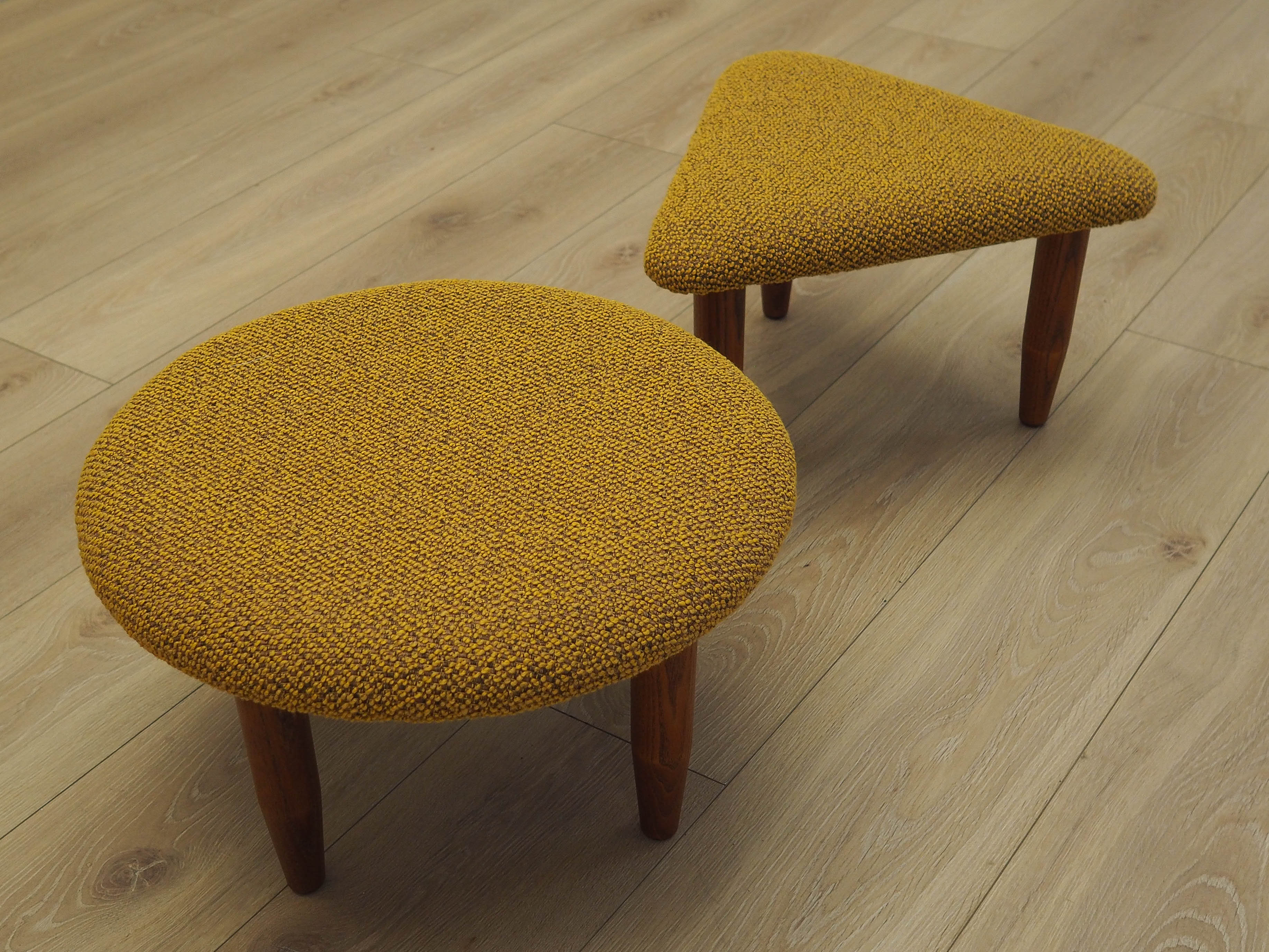 2-Piece stool set brown mustard yellow 1990s
