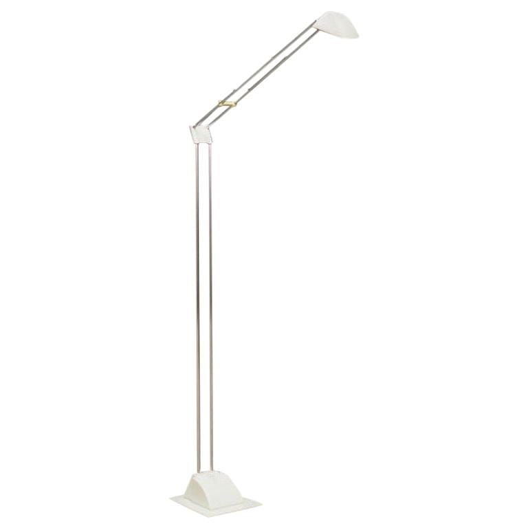 Vintage lampada da terra metallo plastica bianco anni '70