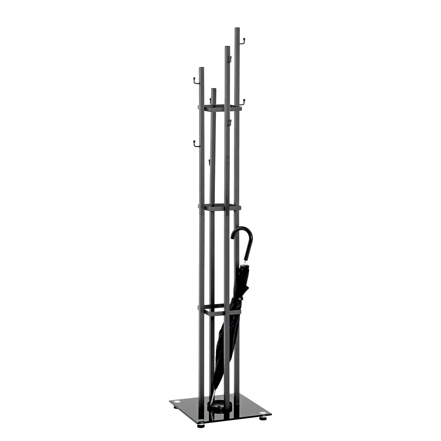 Garderobenständer Paskenta Stahl Glas Schwarz