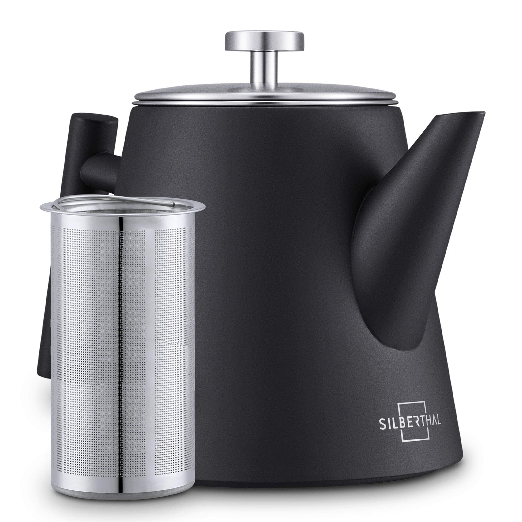 Teekanne Edelstahl Schwarz 1L