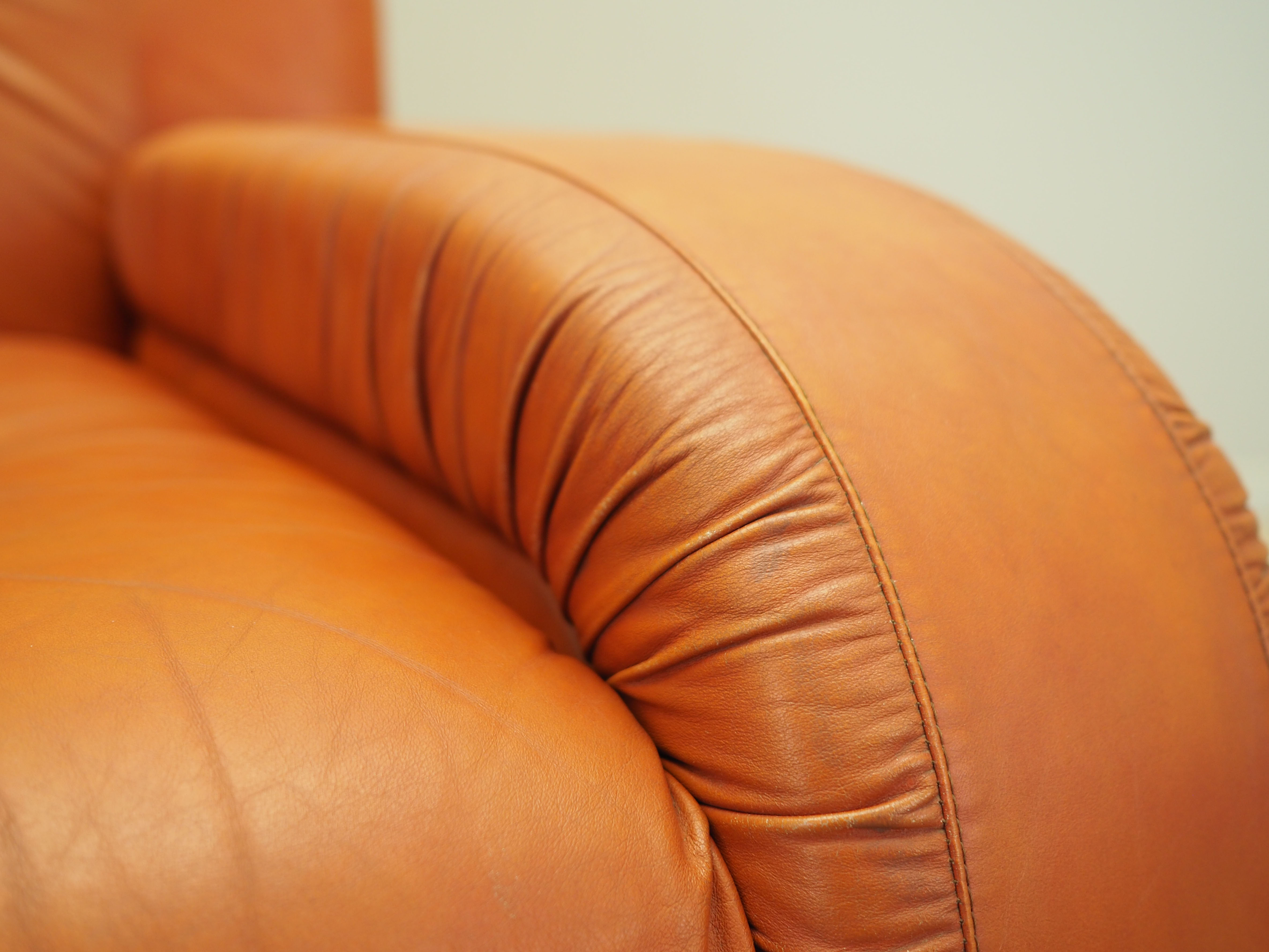 Sessel Leder Orange 1970er Jahre