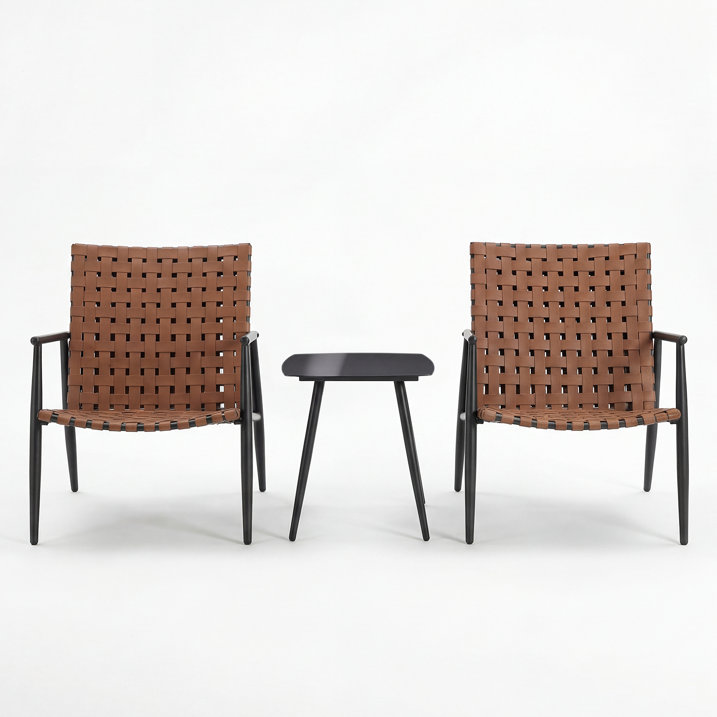 Jarda Balcony Set 3-piece Set Steel Polyrattan Black Brown