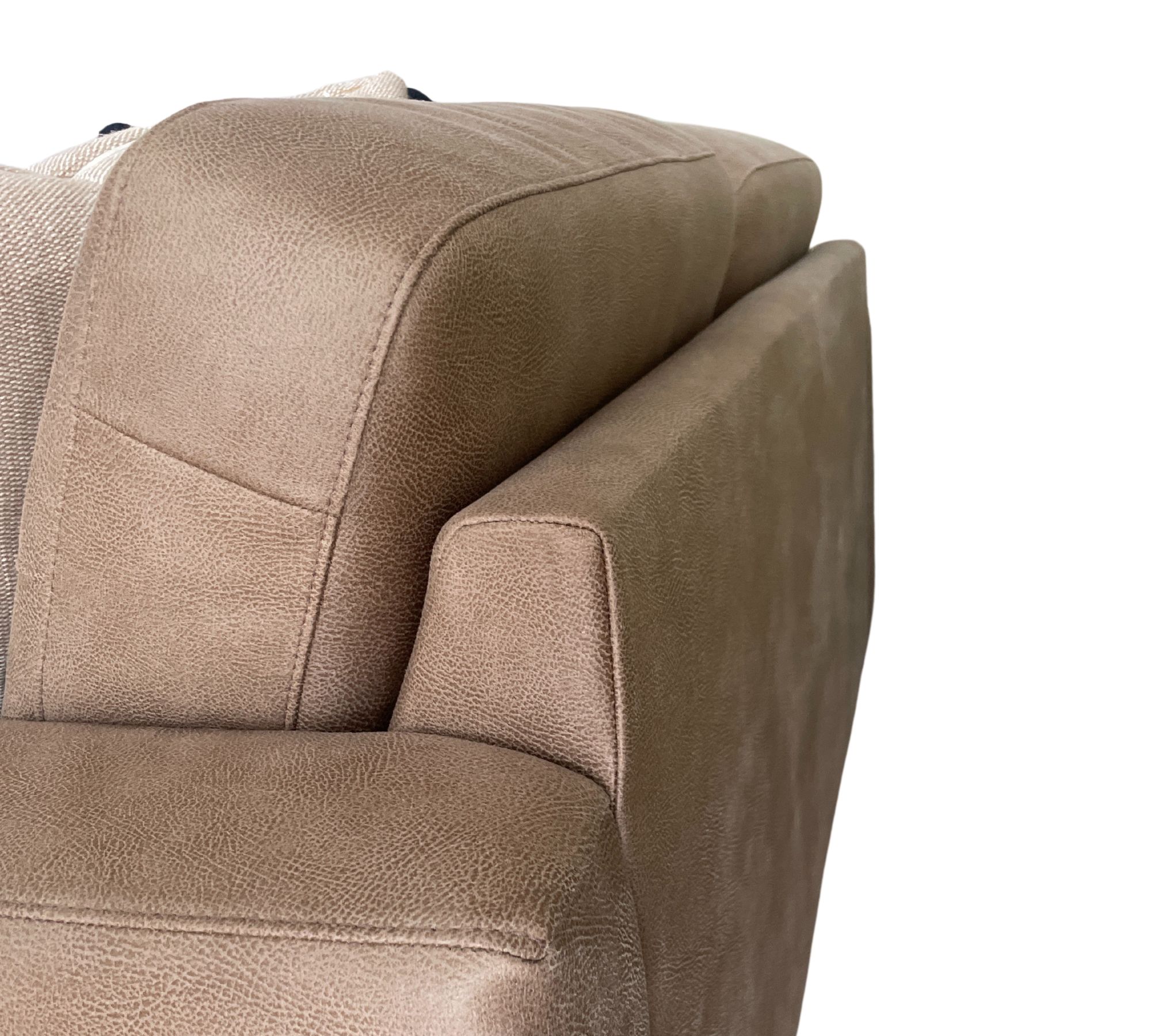Sofa 2-Sitzer Kunstleder Holz Beige