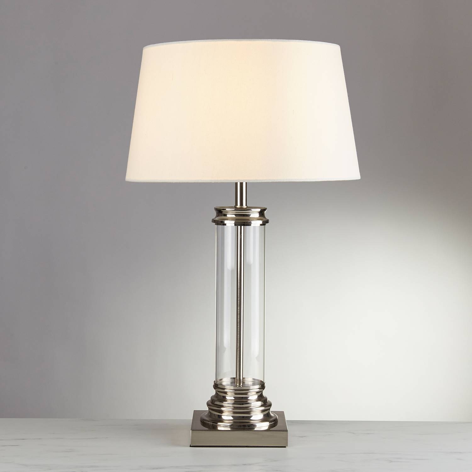 Tischleuchte Pedestal Mischgewebe Stahl Silber