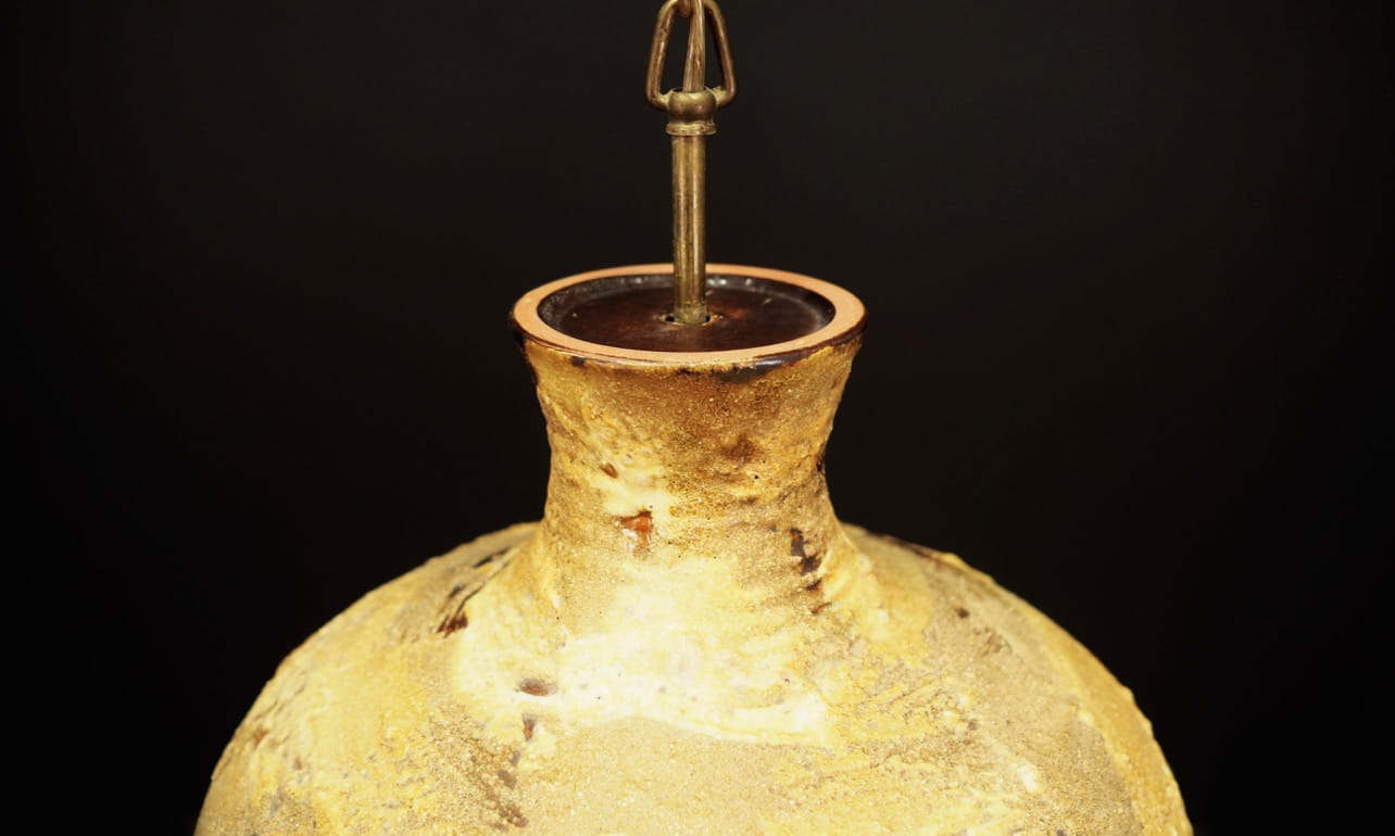 Vintage Chandelier Ceramic Yellow 1960s