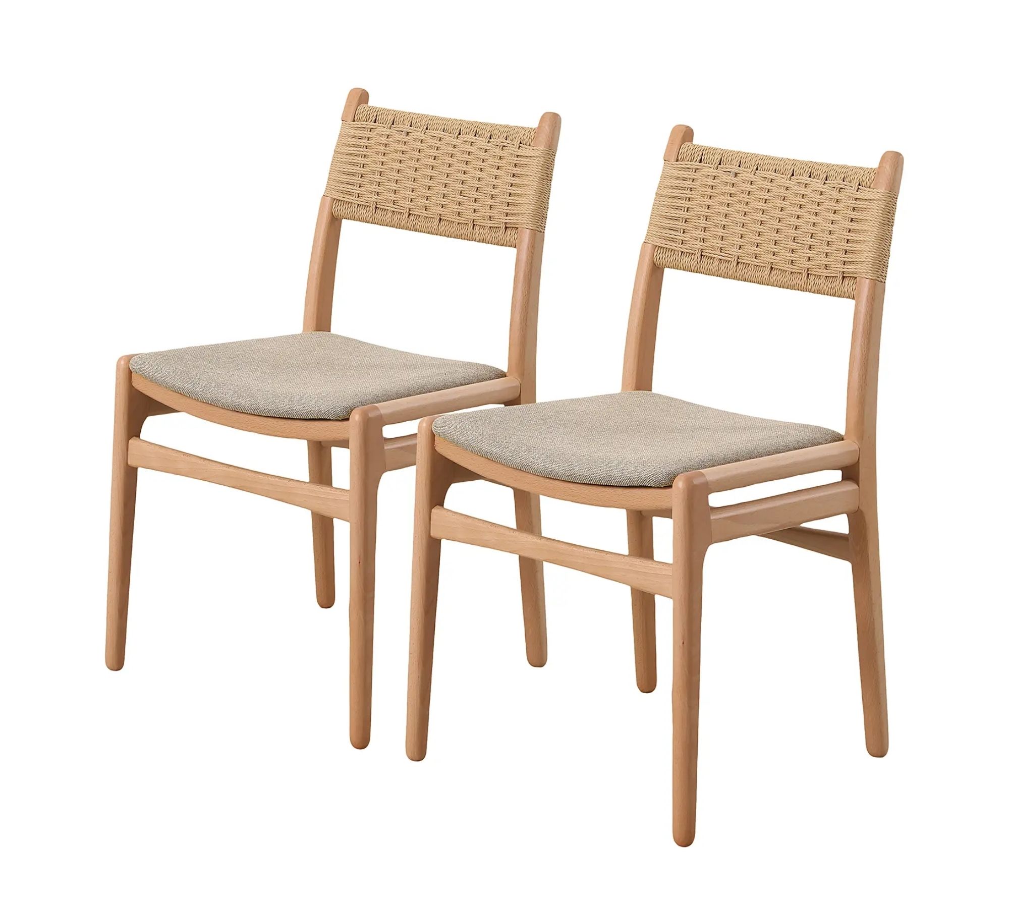 2x Esszimmerstuhl Textil Holz Beige