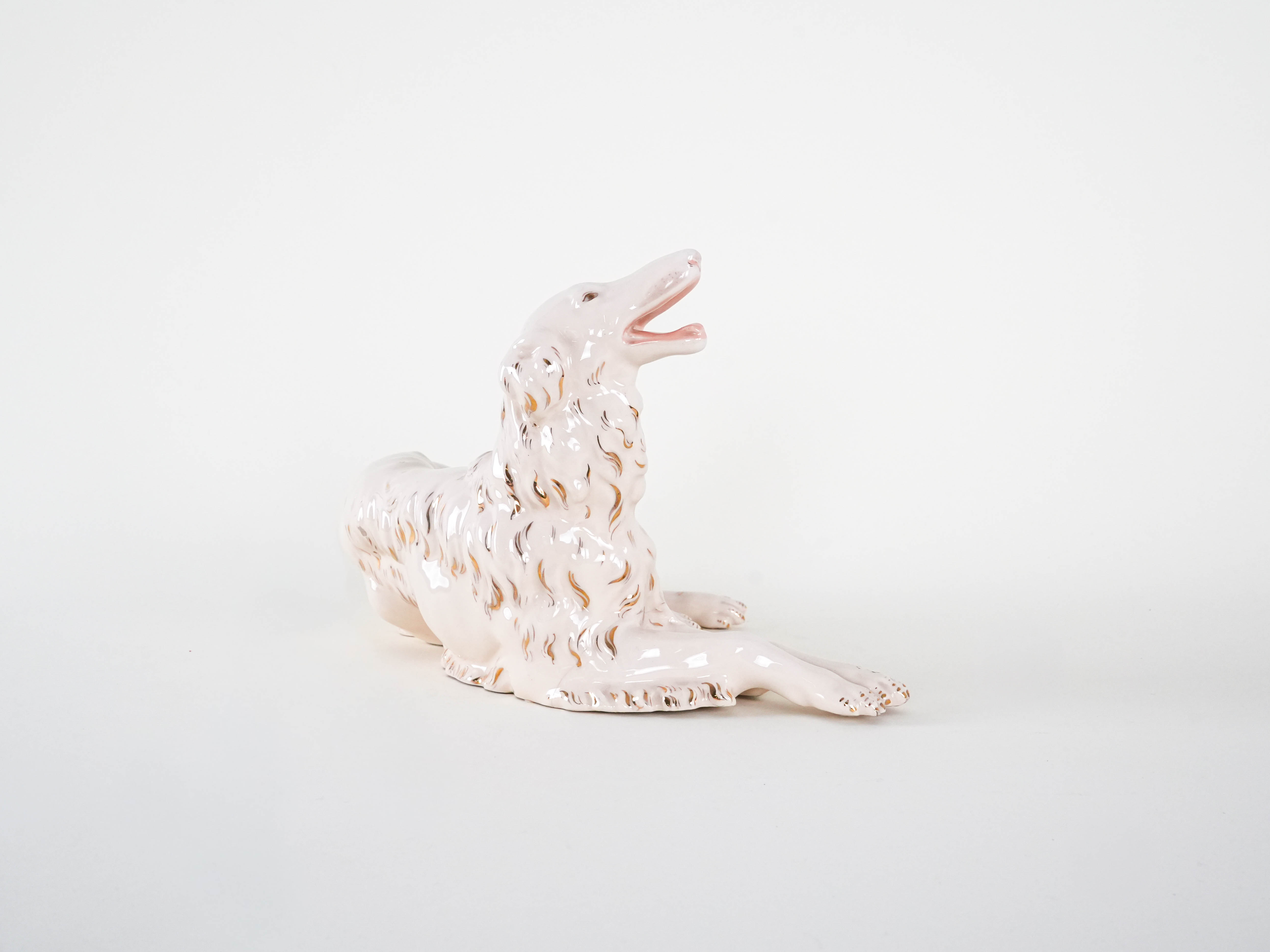 Porzellanfigur Barsoi Creme 1960er Jahre