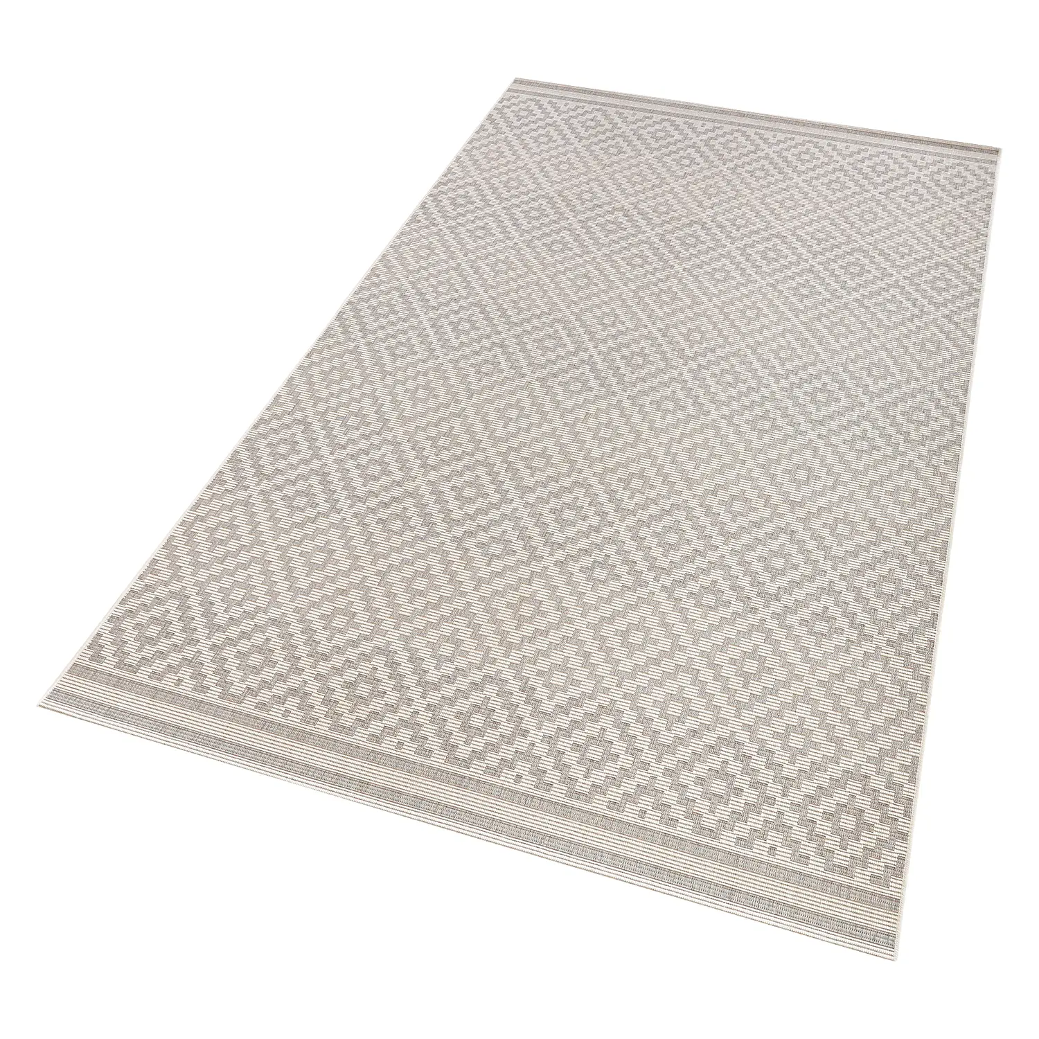 Raute In-/Outdoor-Teppich Grau Weiß