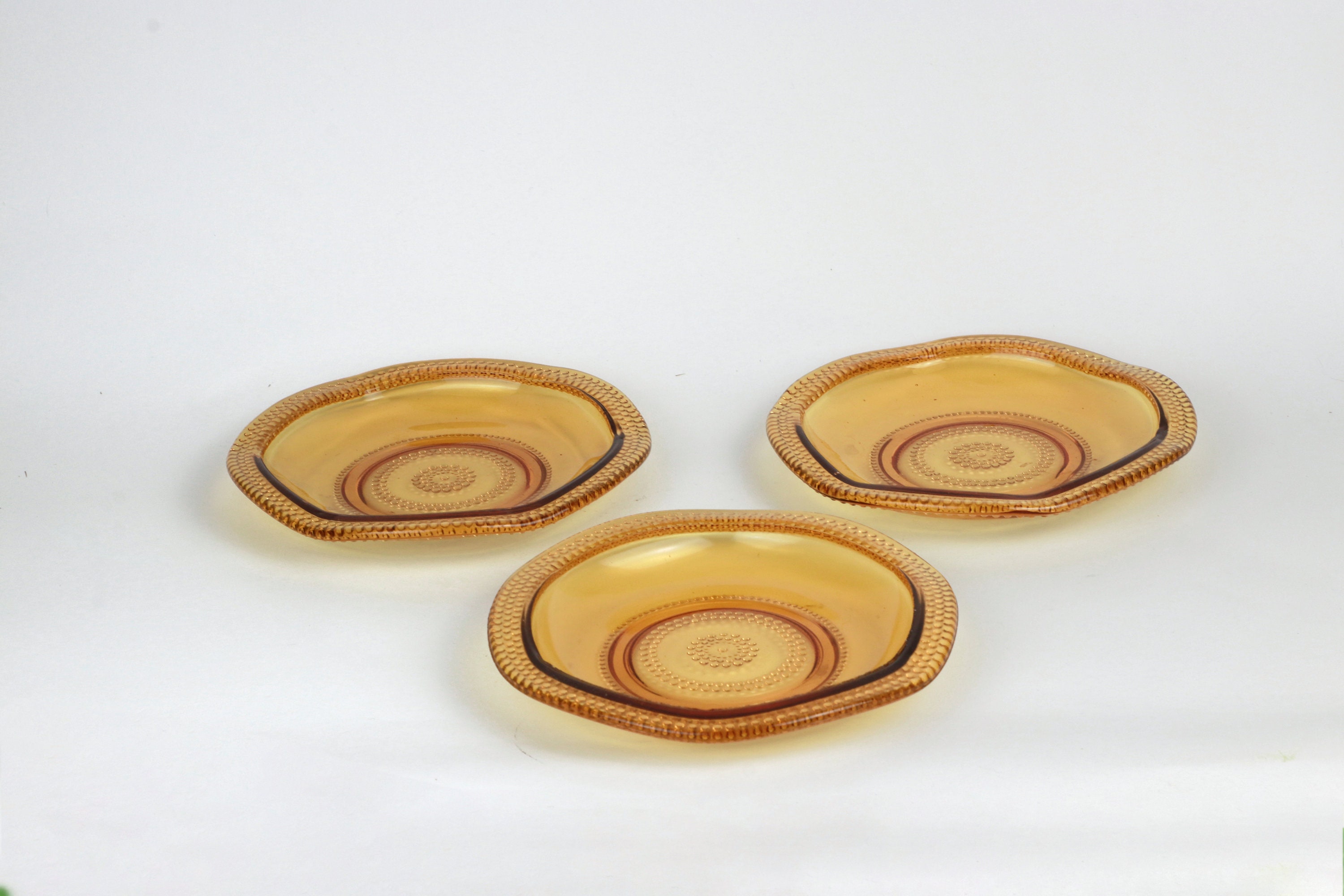 Vintage Schalen-Set Pressglas Bernsteingelb