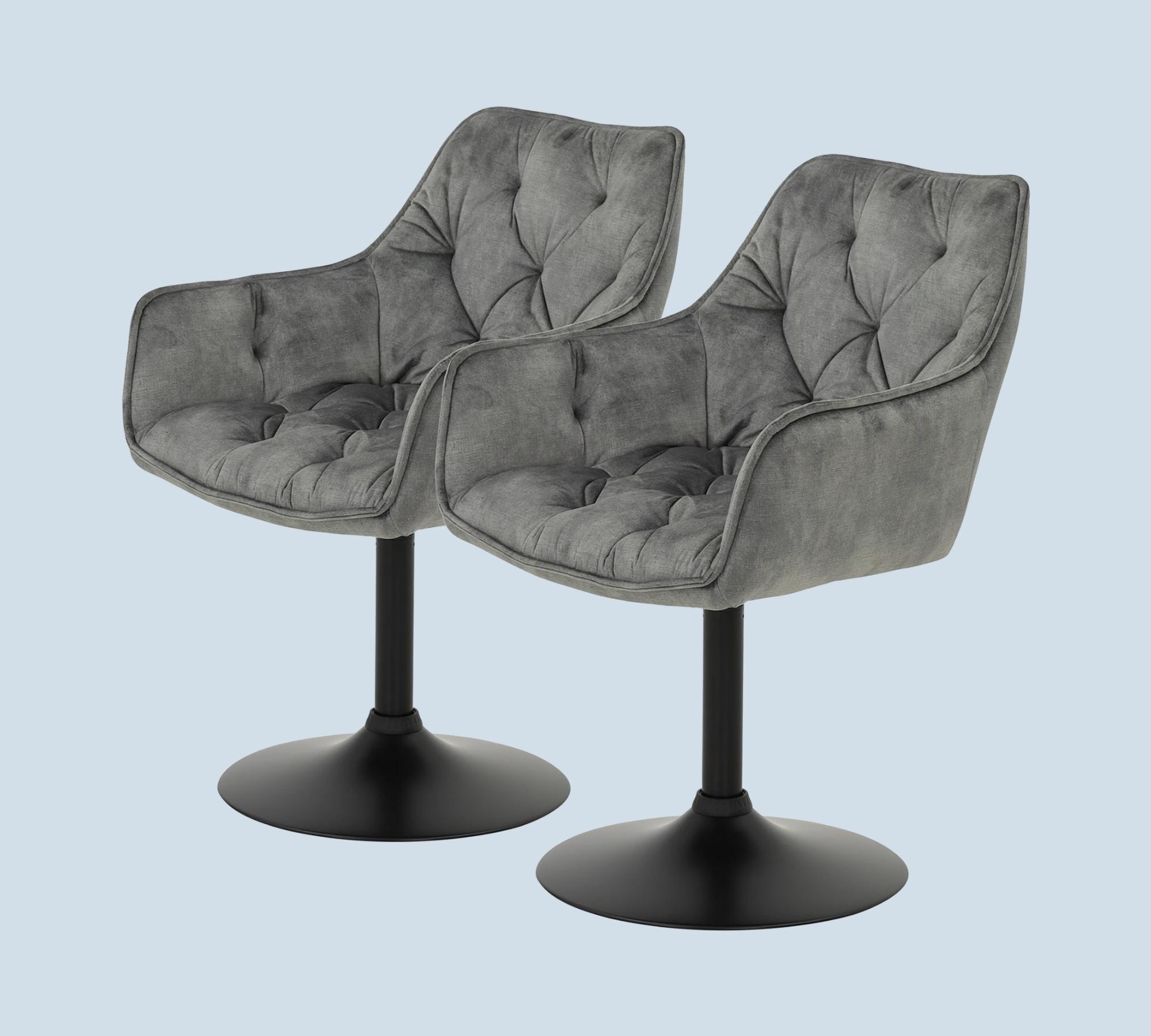 2x Armchair tufted velvet grey