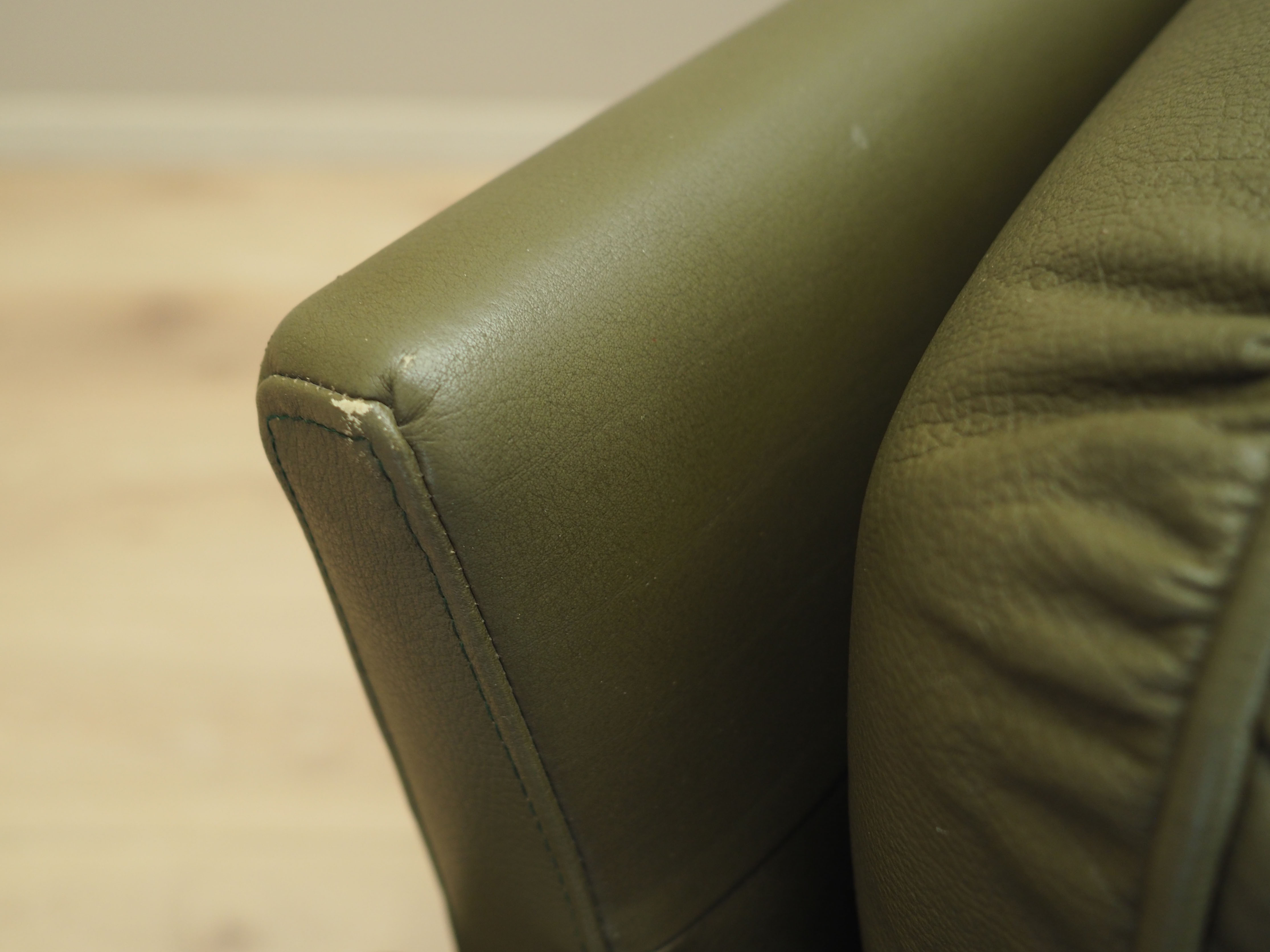 Sofa Leder Grün 1970er Jahre