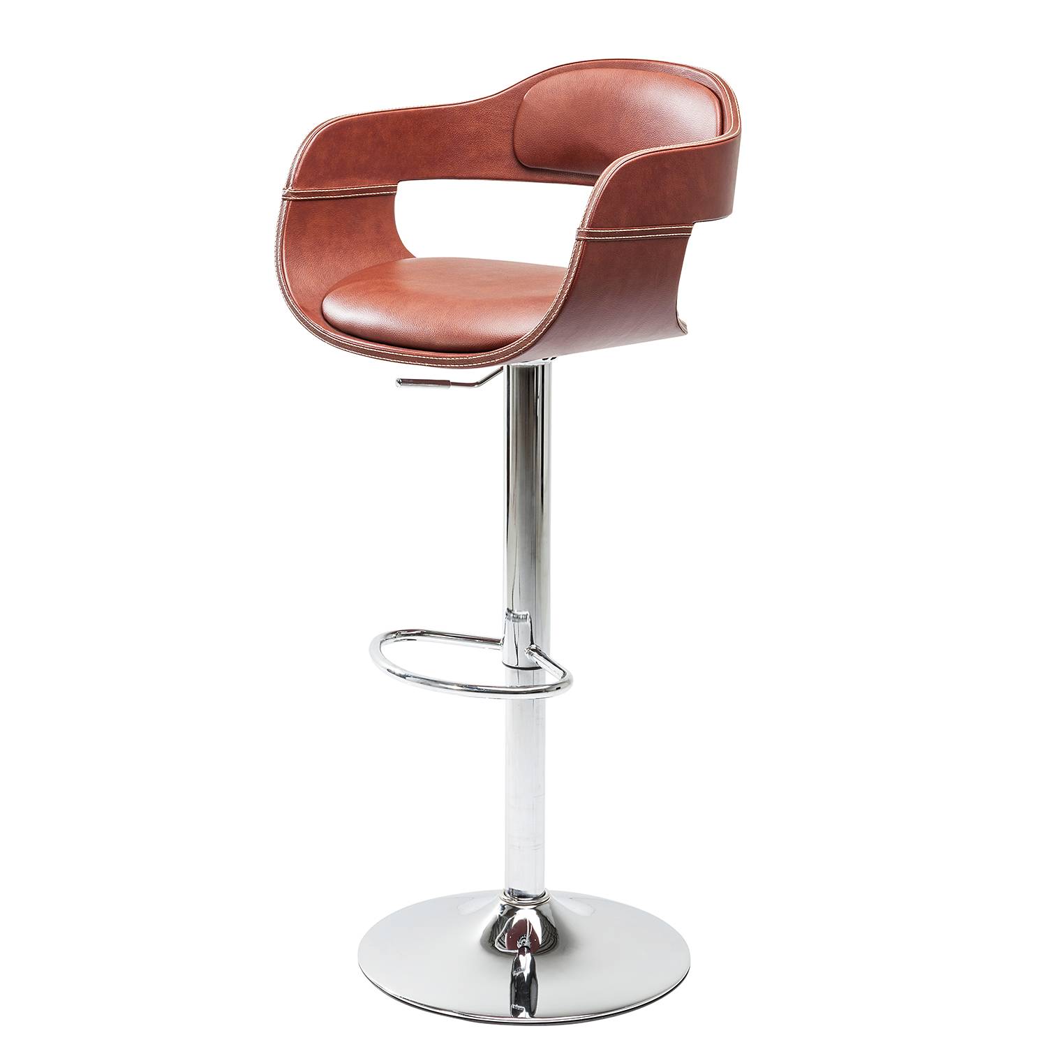 Barstuhl Monaco I Kunstleder Stahl Cognac Chrom
