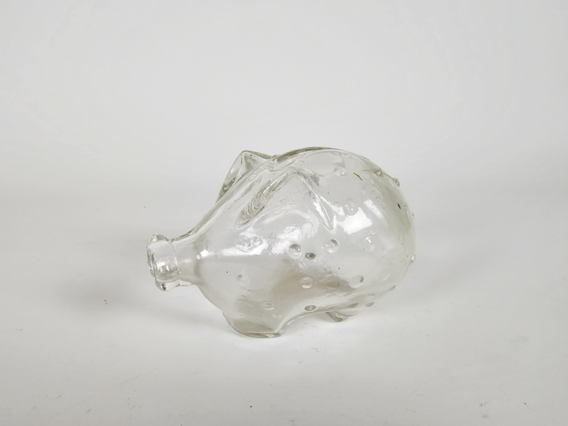 Vintage Sparschwein Glas Transparent 1950er Jahre