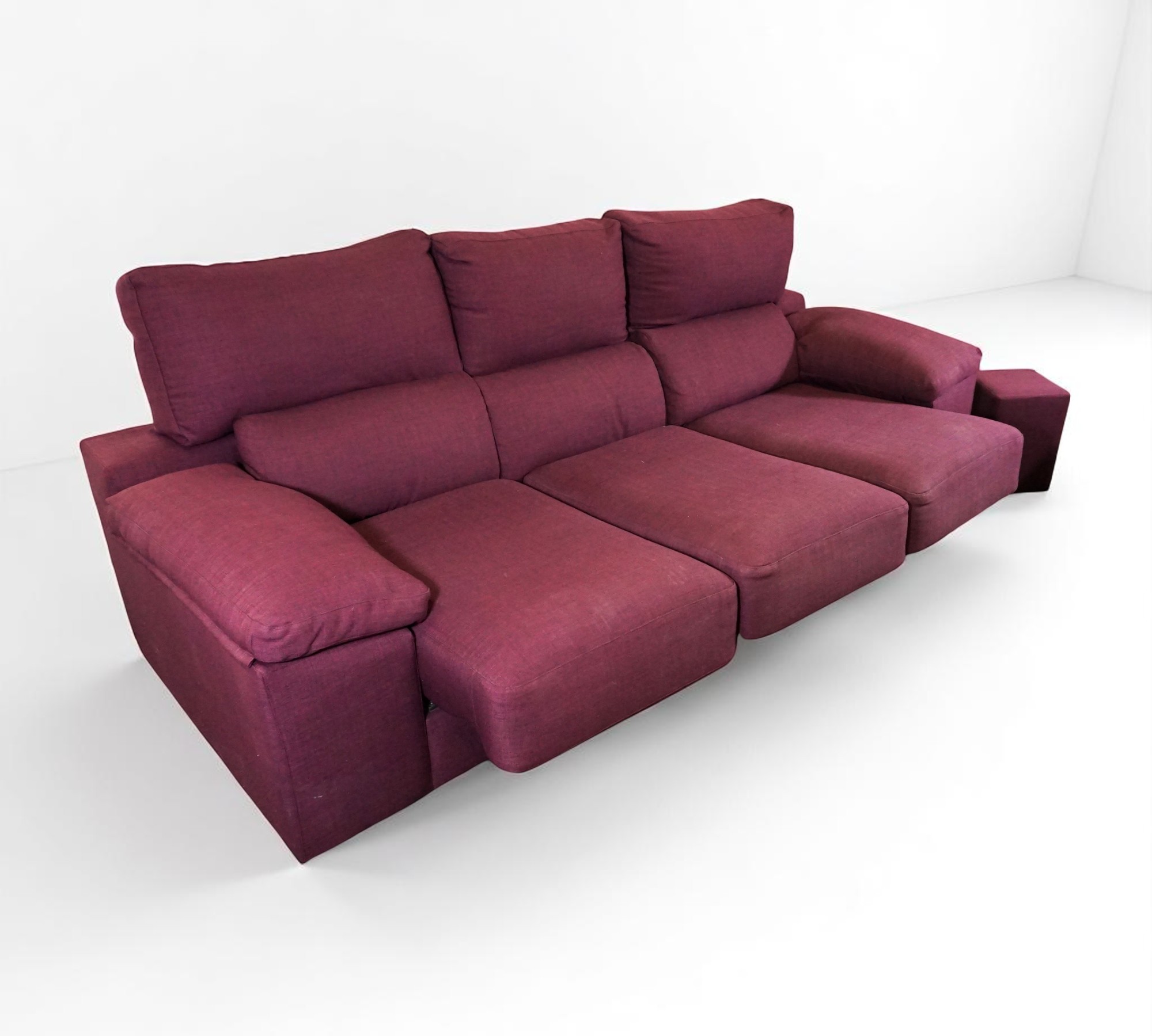 Schlafsofa 3-Sitzer inkl. 2 Hocker Weinrot