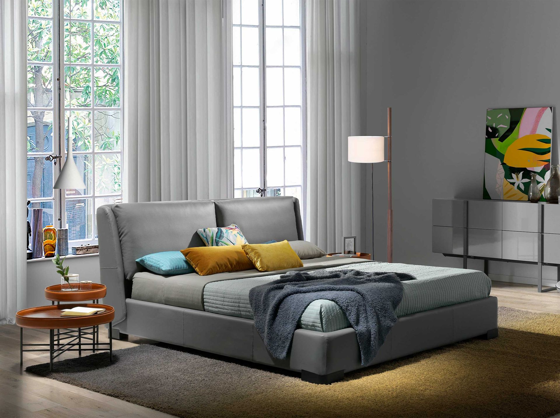 Couchtisch Walnussfurnier Kunstleder Braun Ø 62cm