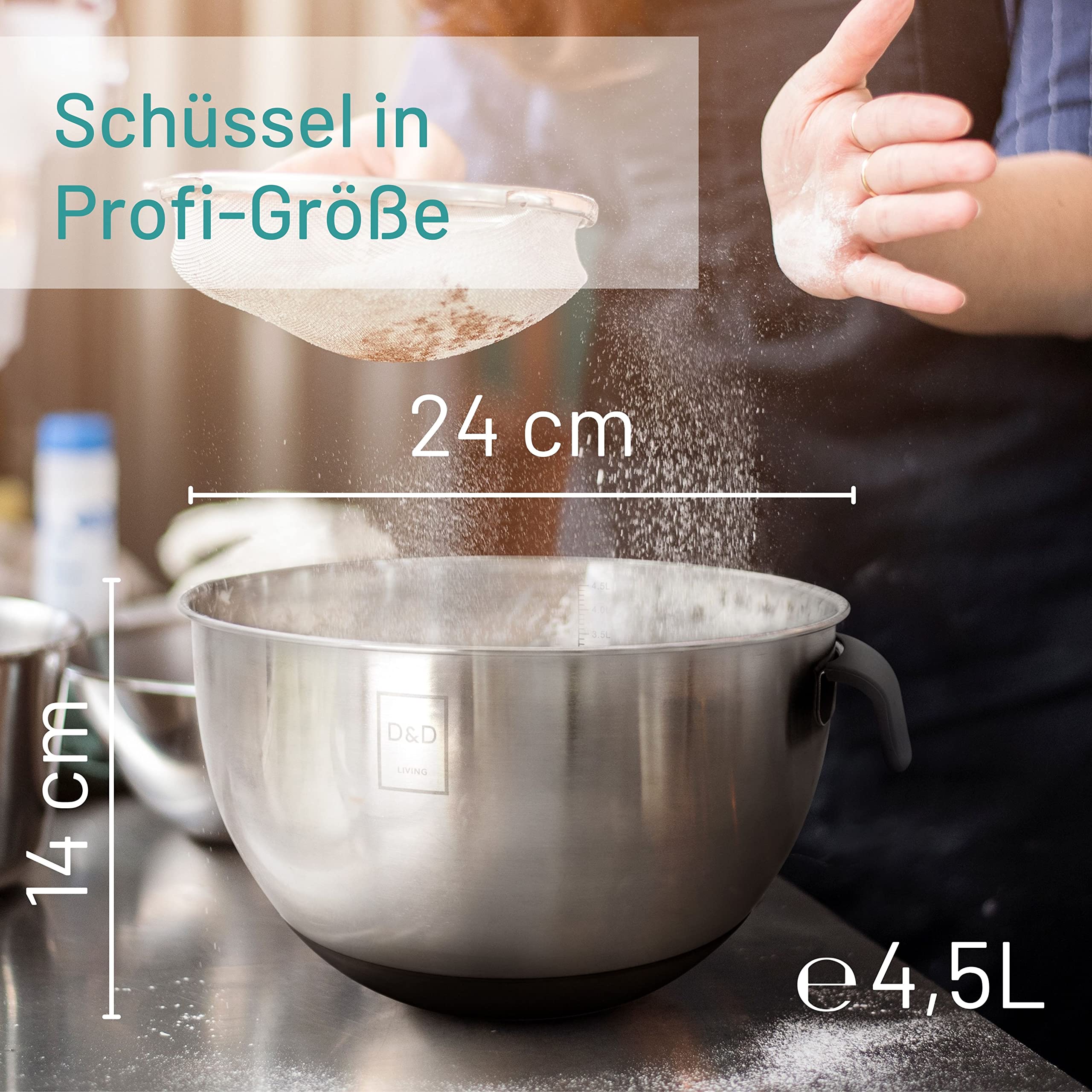 Rührschüssel 4,5L Edelstahl Silber
