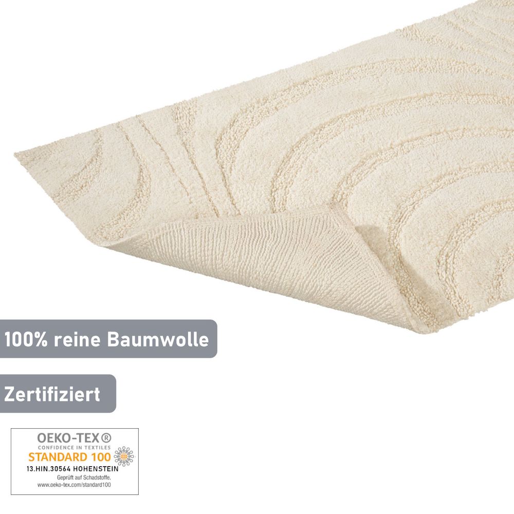 Badematte Wellenmuster Baumwolle Creme Öko-Tex Standard 100