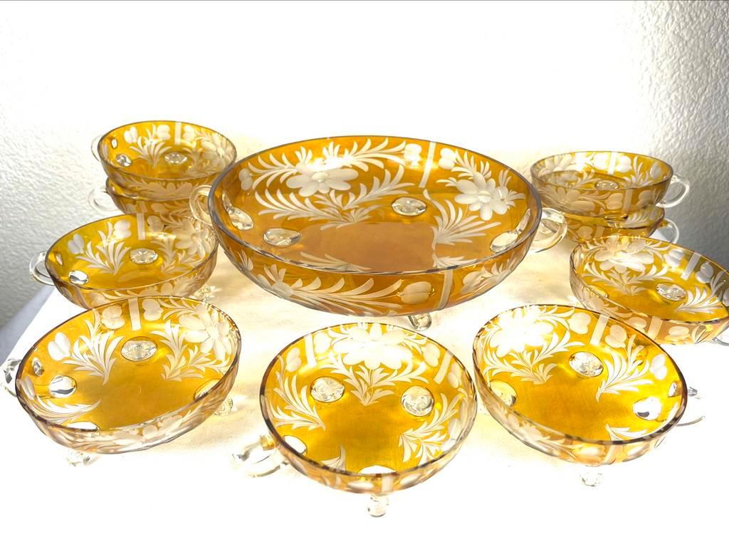 Schälchen-Set 11-Teilig Kristallglas Bernsteinfarbe