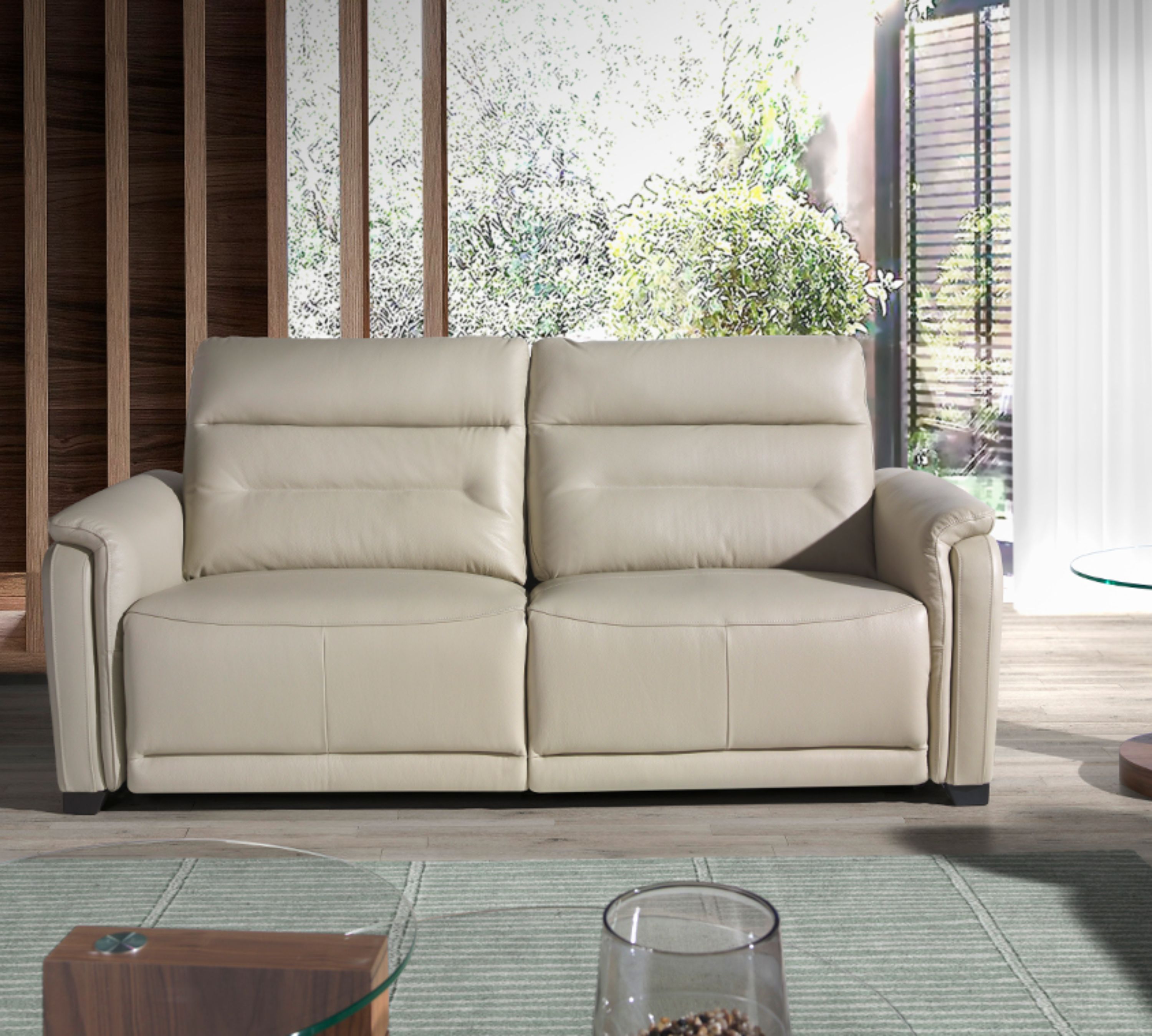 Sofa 3-Sitzer Leder Taupe Grau