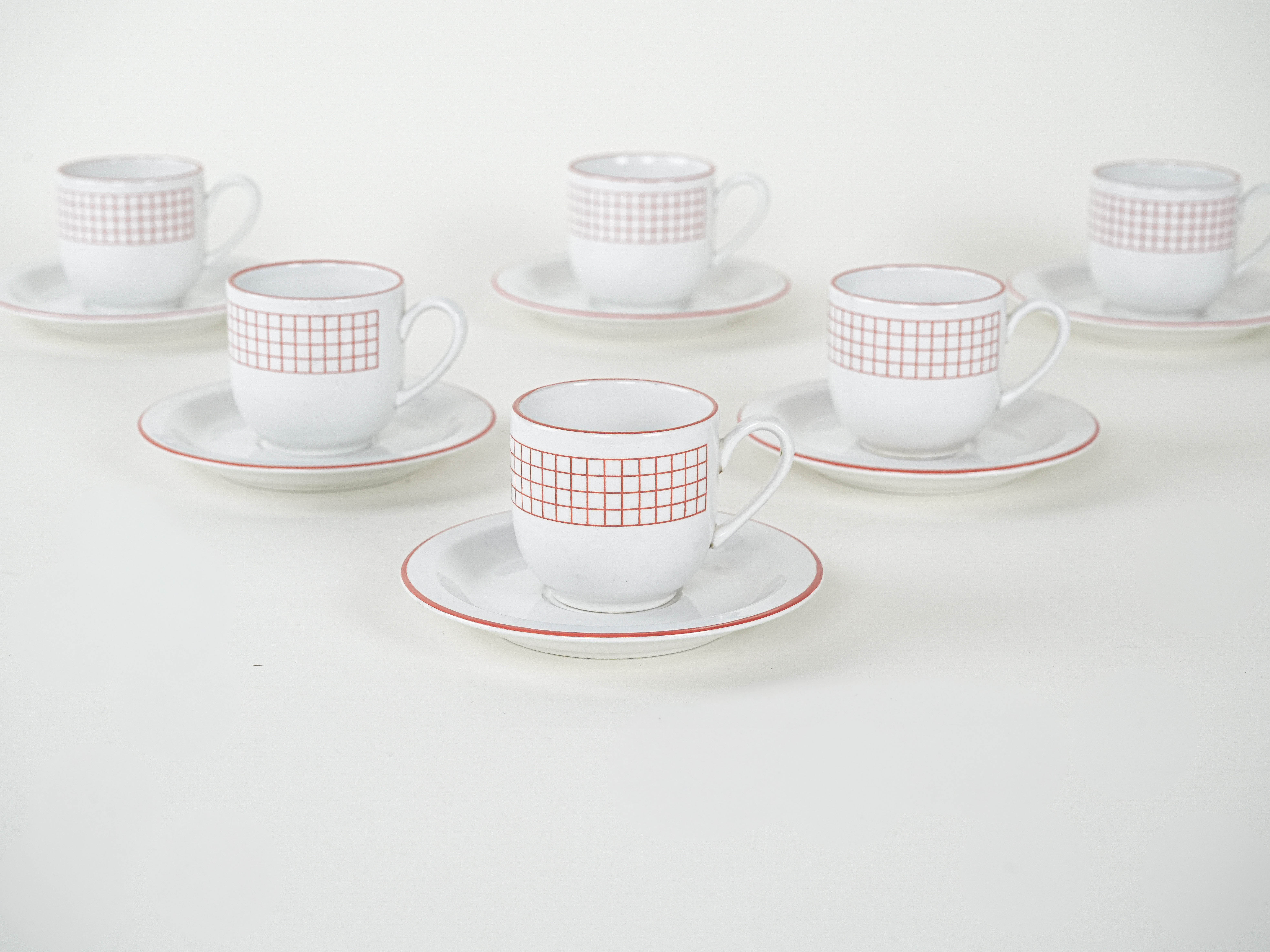 Porcelain cup set White 1980s
