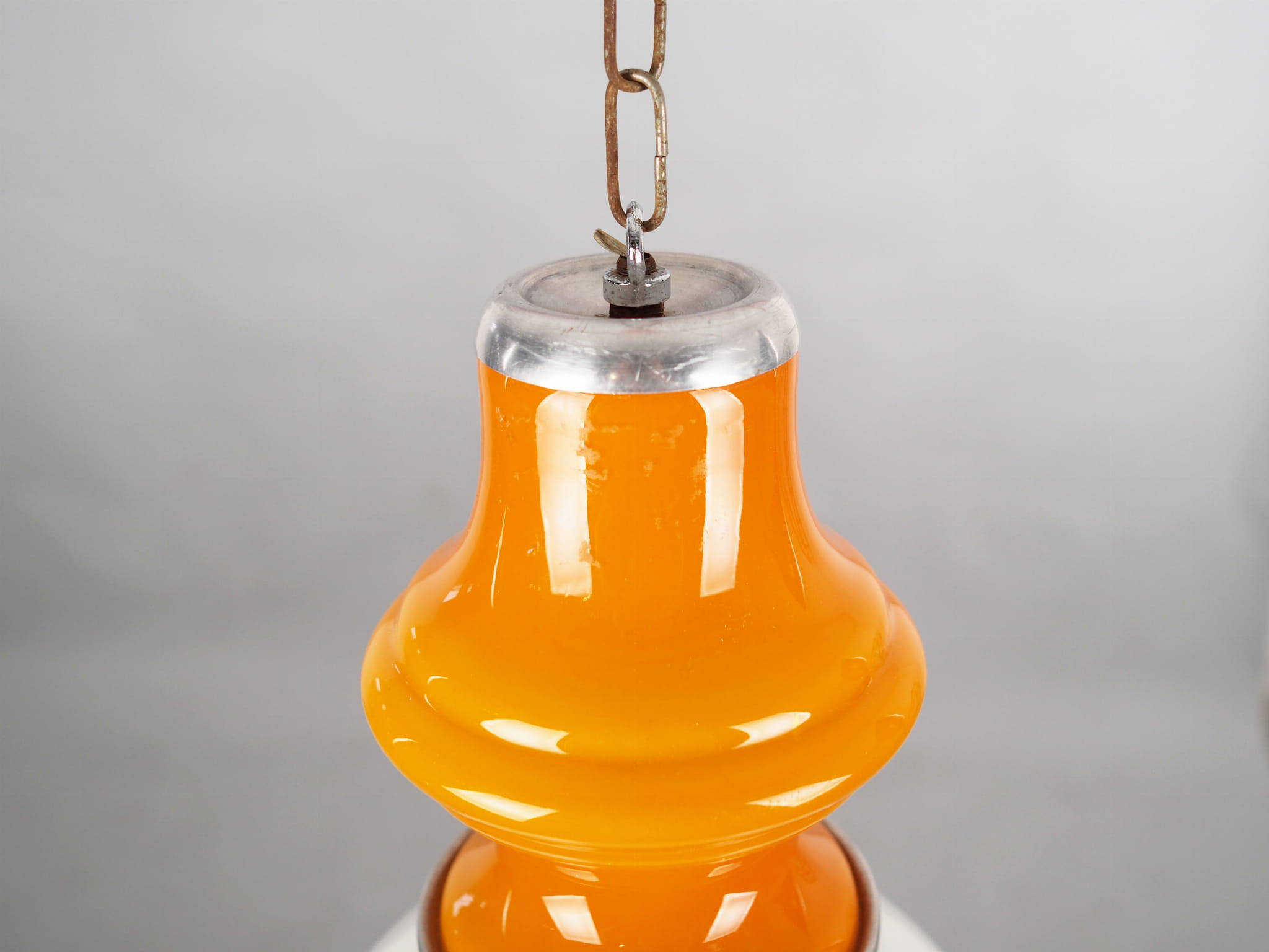 Pendant lamp glass metal 1970s