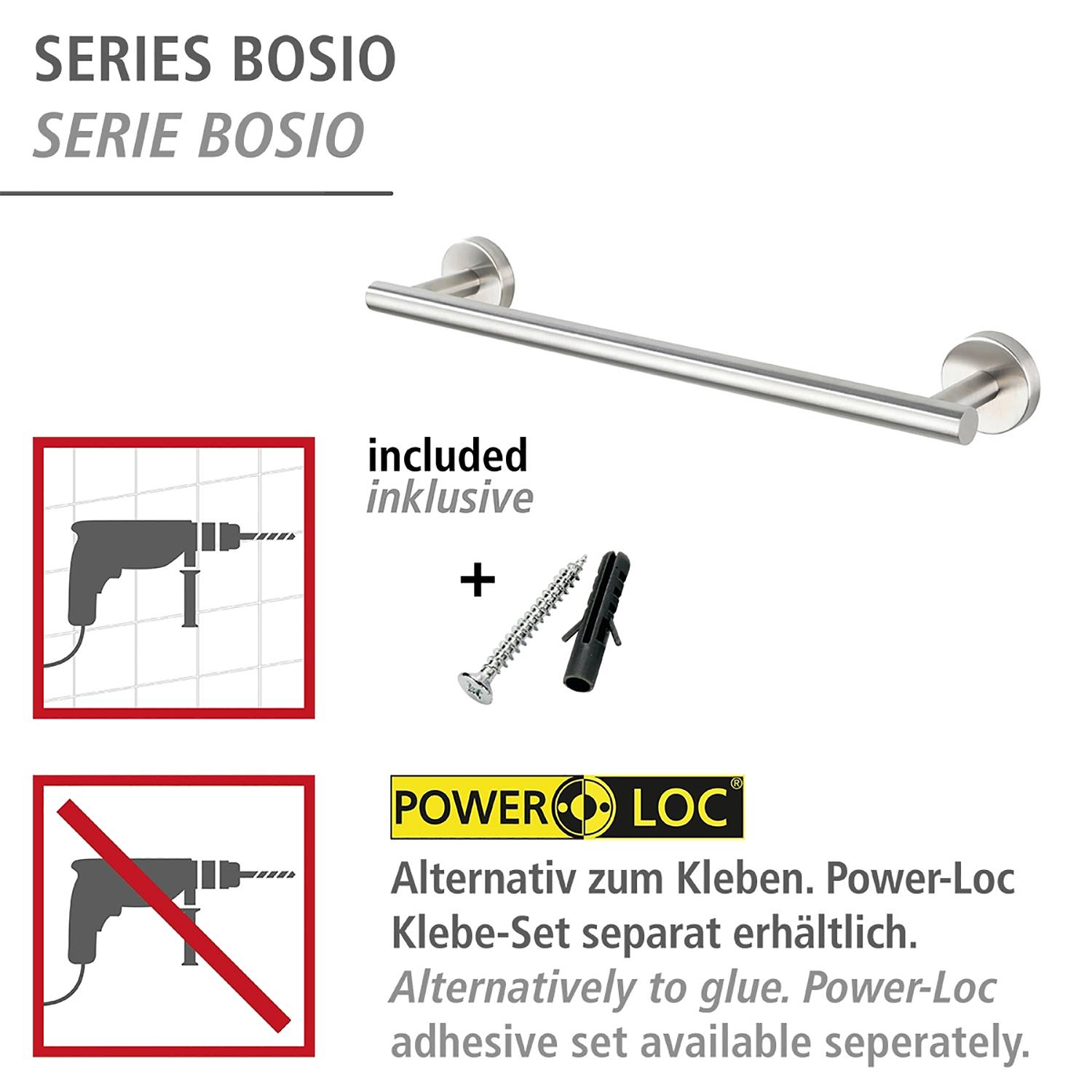 Towel rail Bosio Stainless Steel Matt