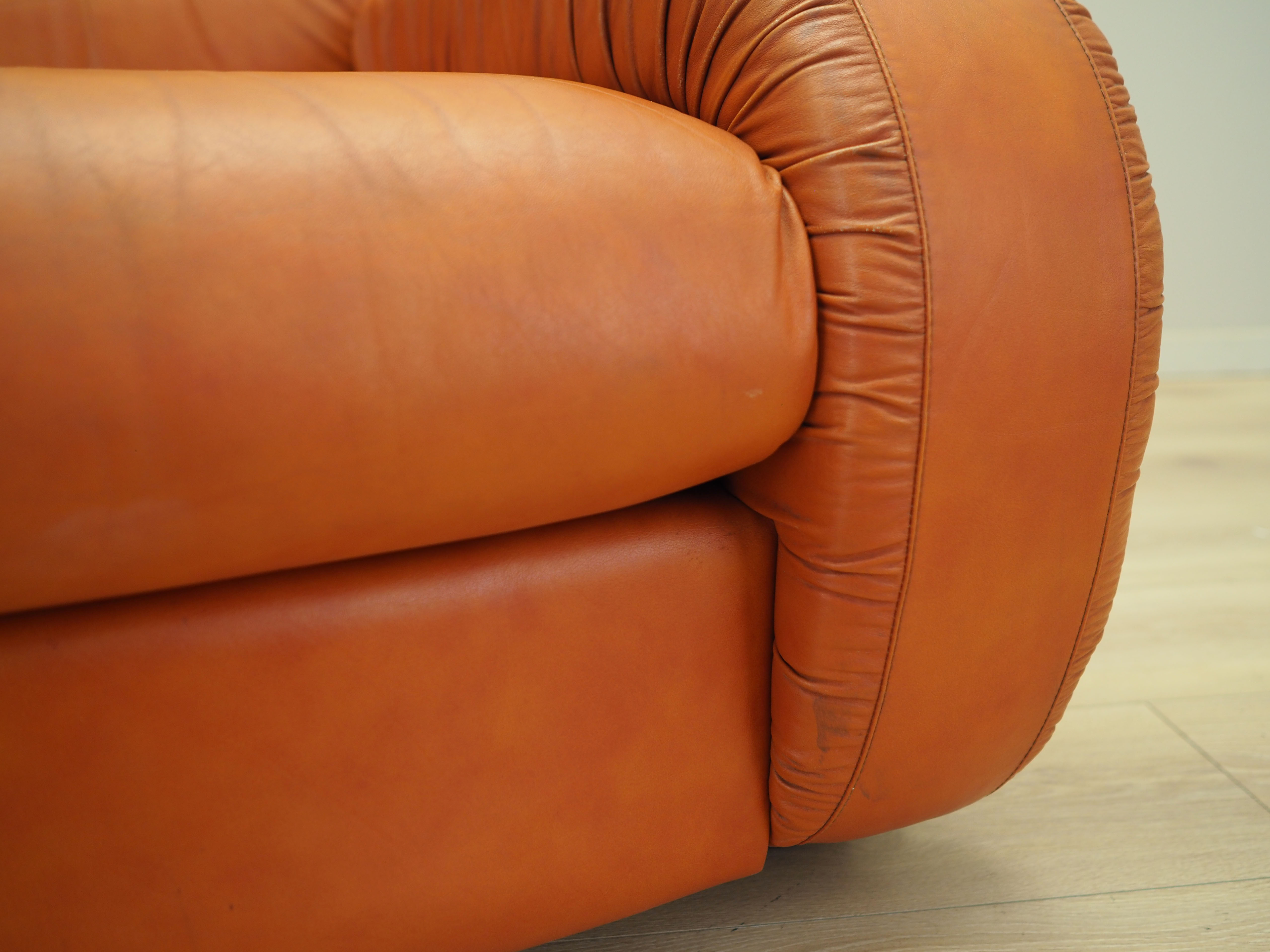 Sessel Leder Orange 1970er Jahre