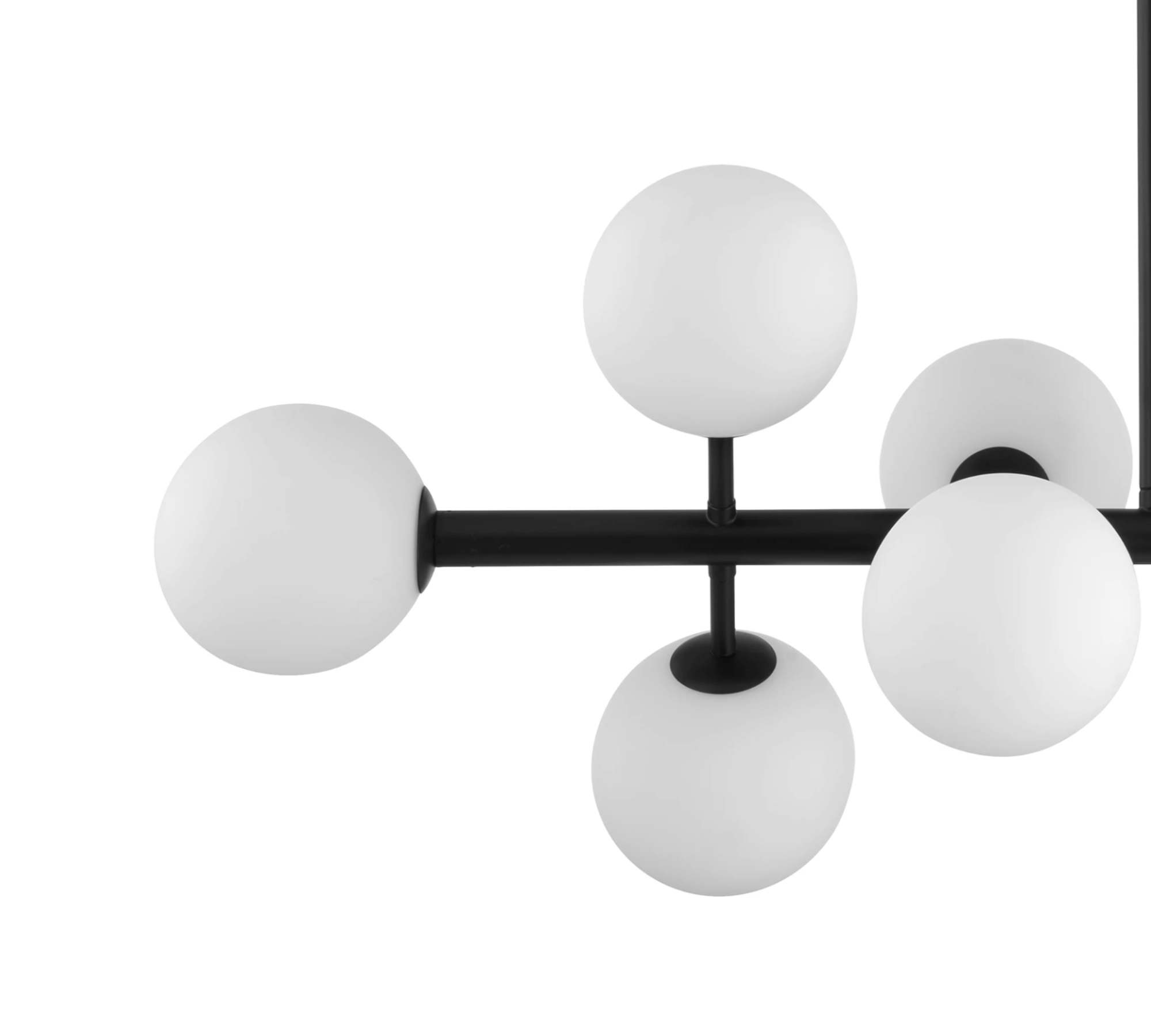 Pendelleuchte Opalglas Eisen Schwarz