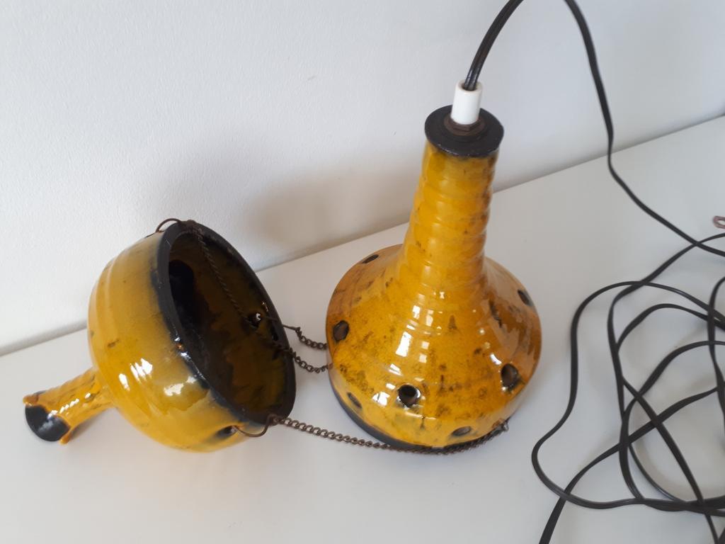 Vintage Pendelleuchte mit Blumentopf Keramik 1960er Jahre