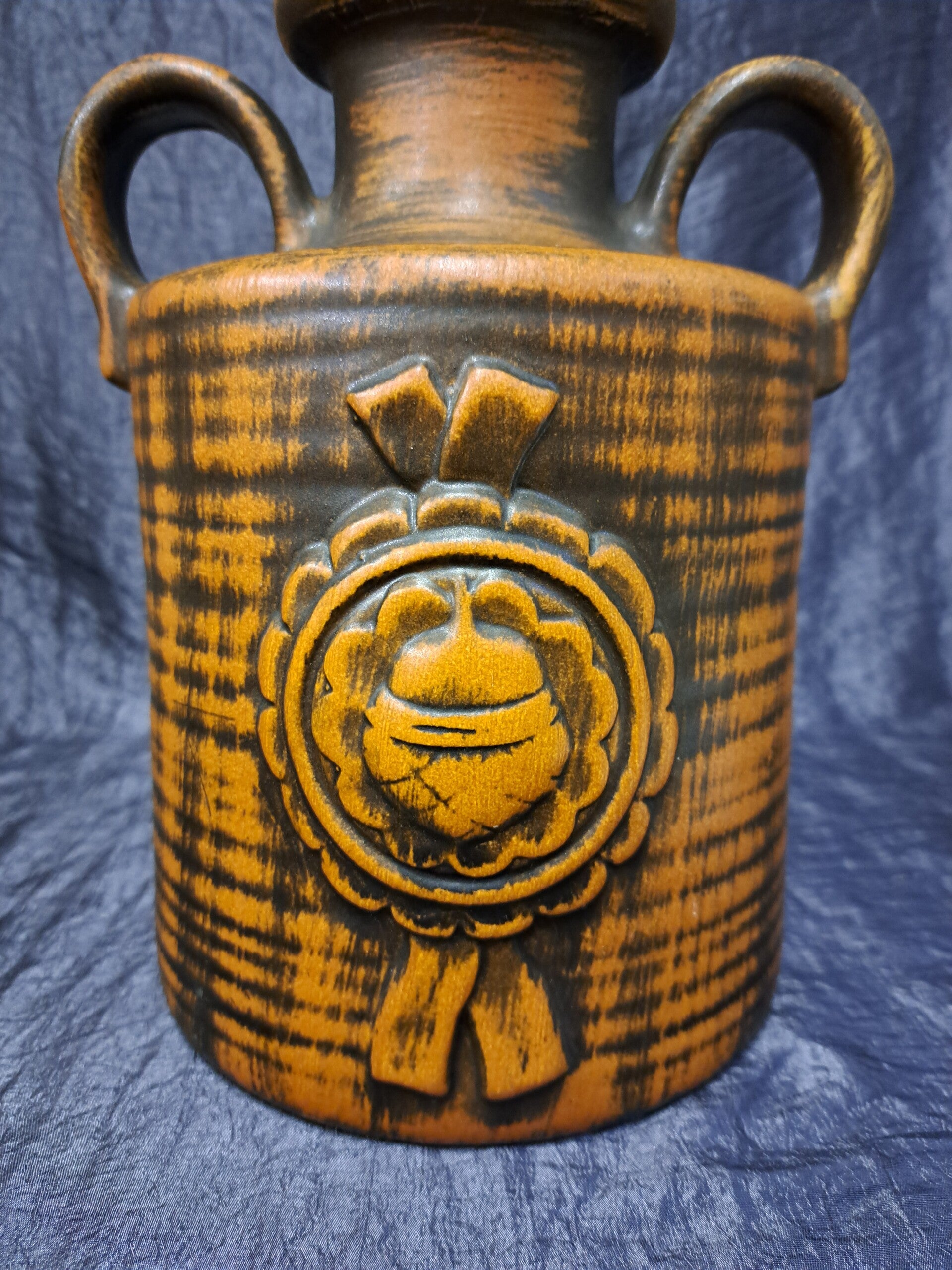 Vintage Vase Keramik Braun Schwarz