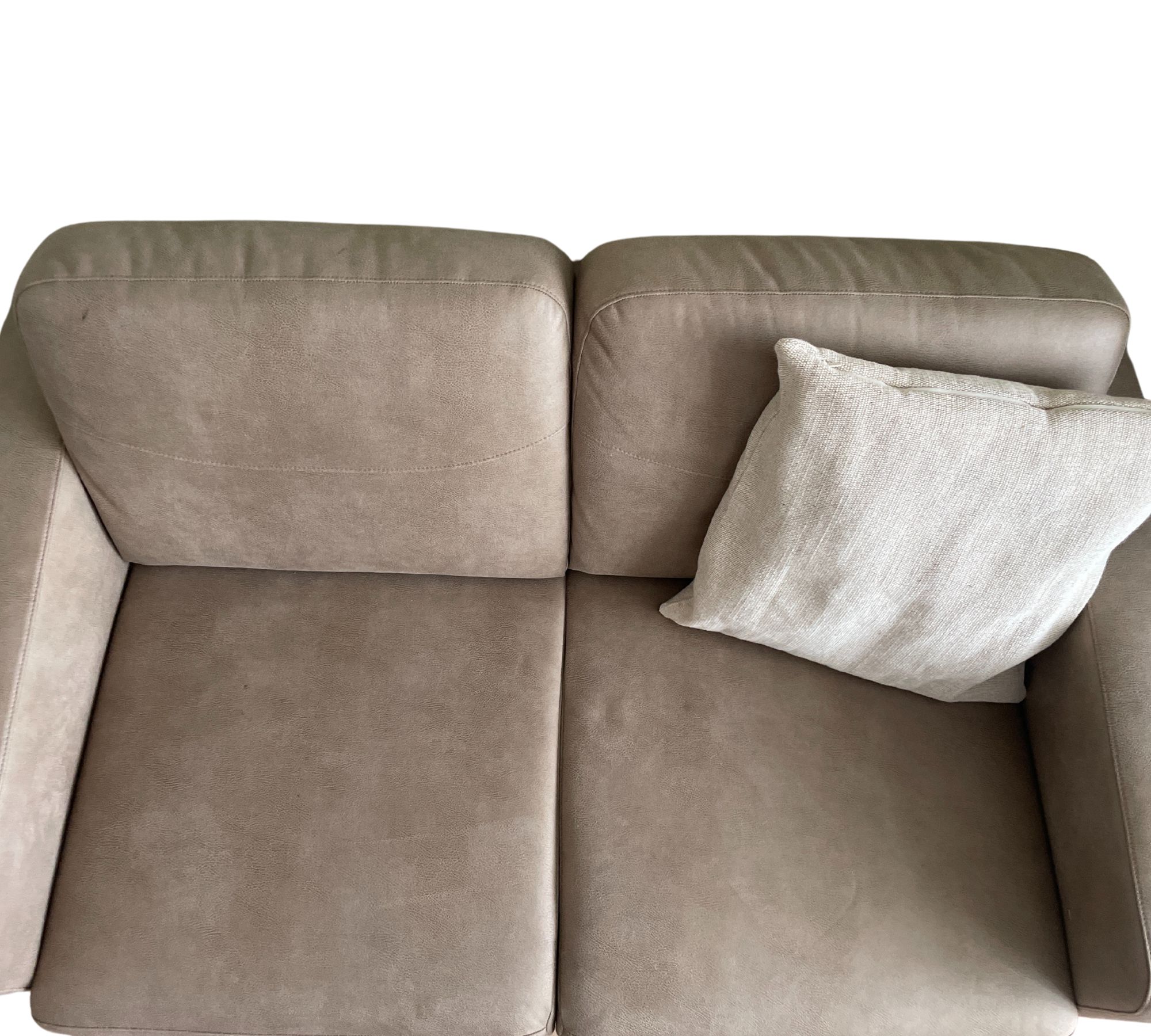 Sofa 2-Sitzer Kunstleder Holz Beige