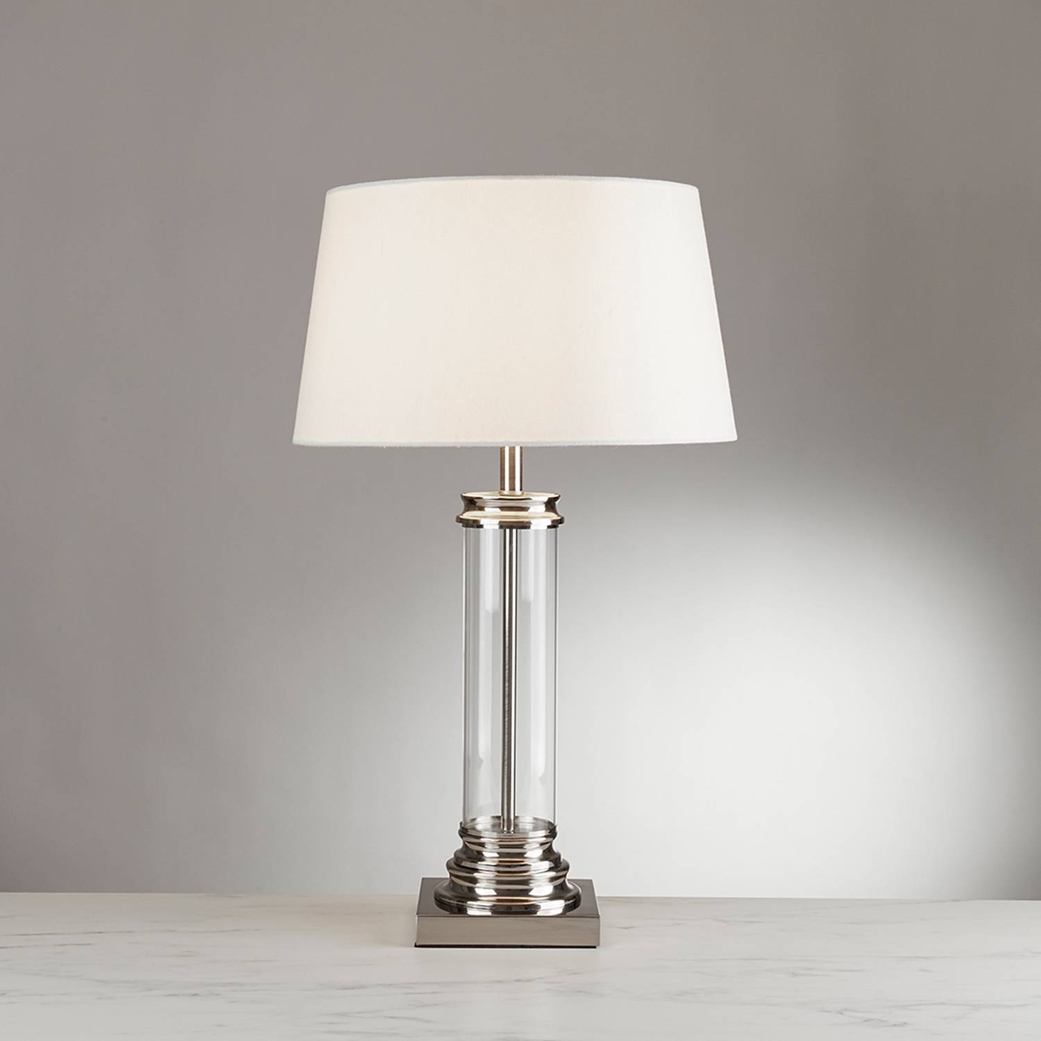 Tischleuchte Pedestal Mischgewebe Stahl Silber