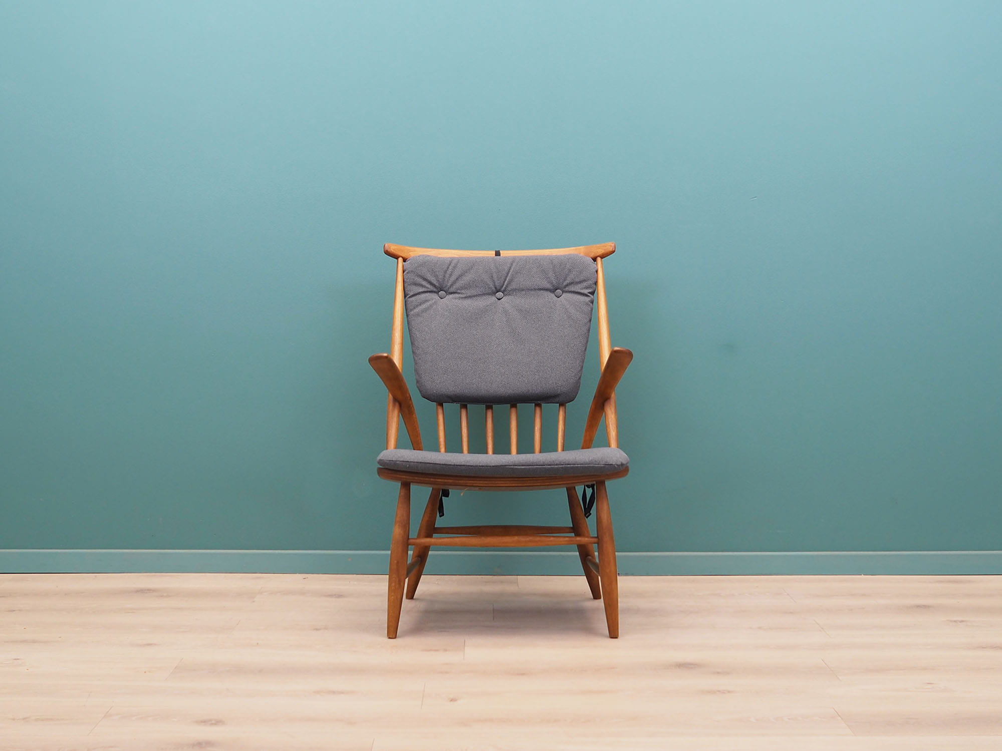 Vintage armchair beech fabric brown 1960s