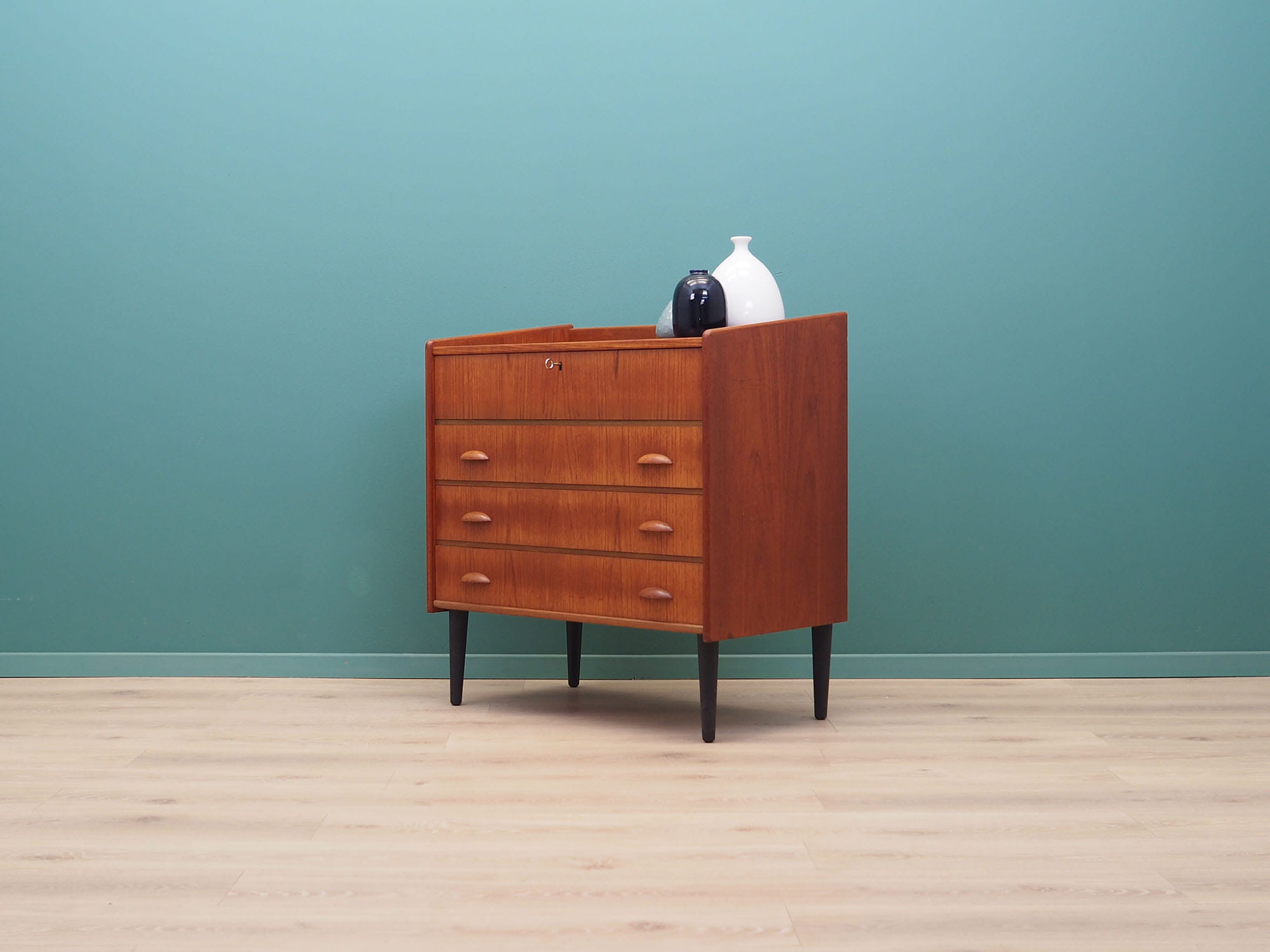 Vintage Schminktisch Teakholz Braun 1960er Jahre