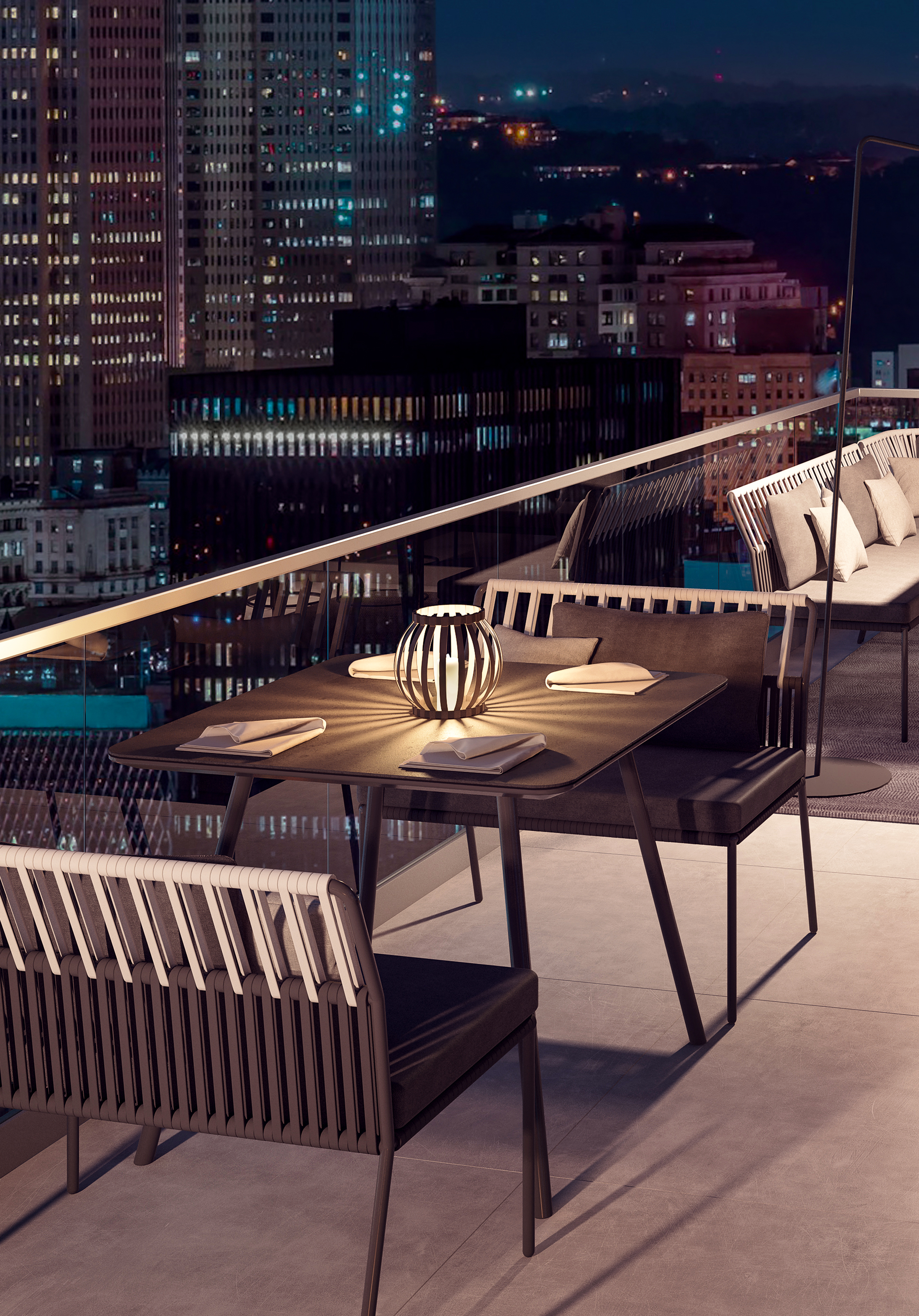 Urban Dining Set Aluminium String-Flex Anthrazit