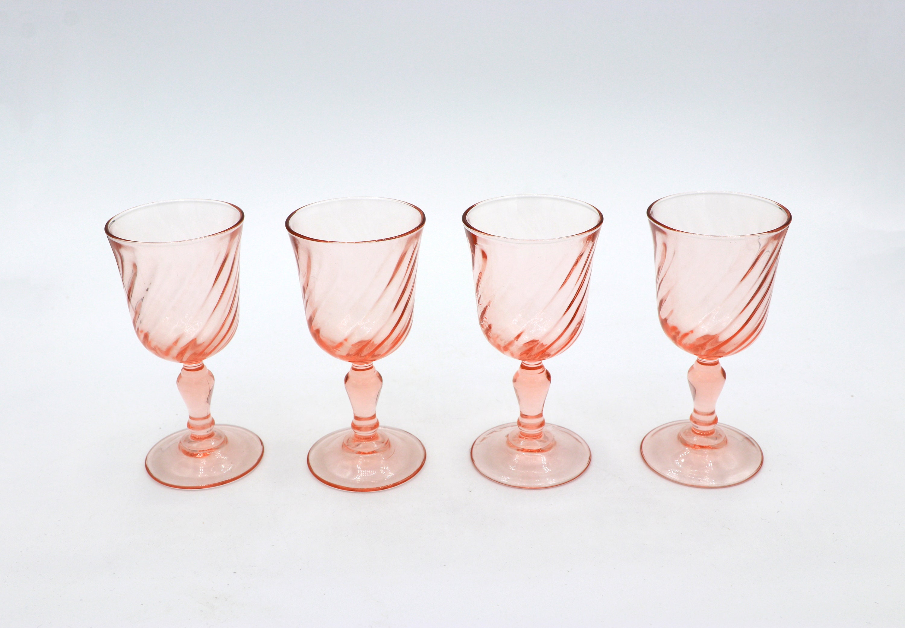 4x Vintage Trinkglas Rosa 1980er Jahre